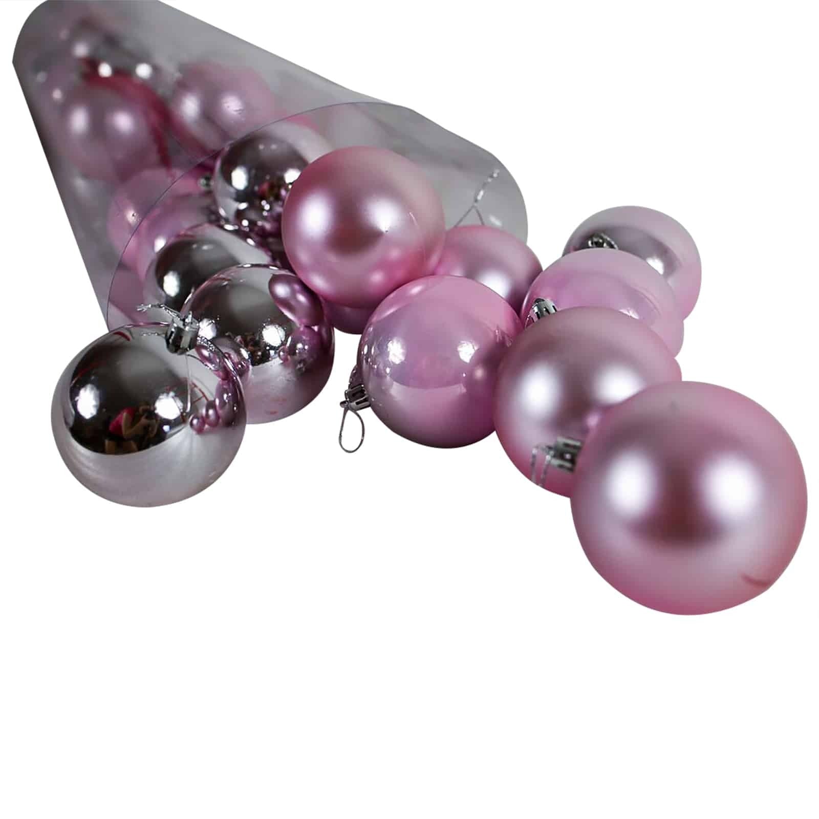 Baby Pink Christmas Baubles 80mm