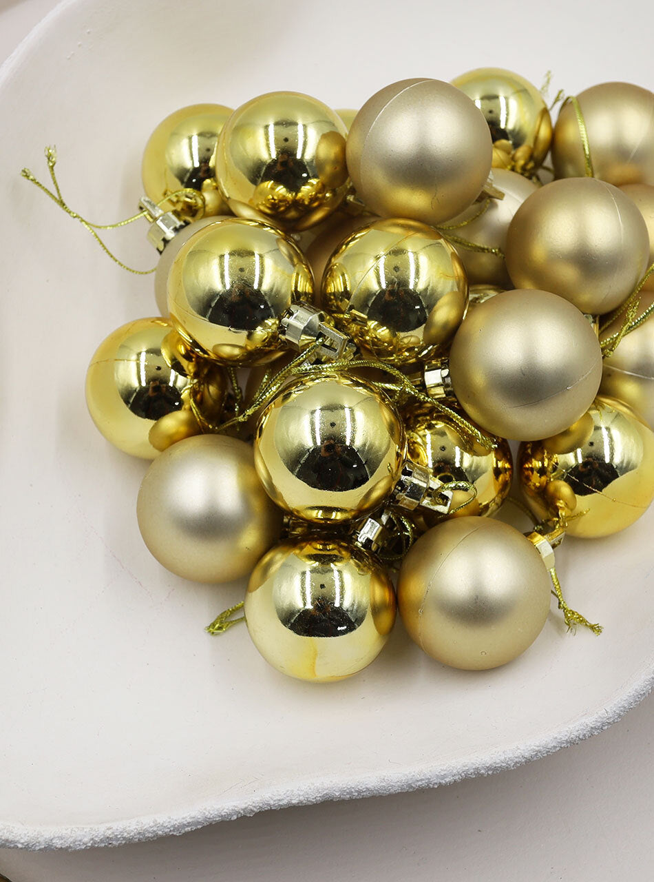 GOLD 40mm Christmas Baubles Gloss Matt 24 pack