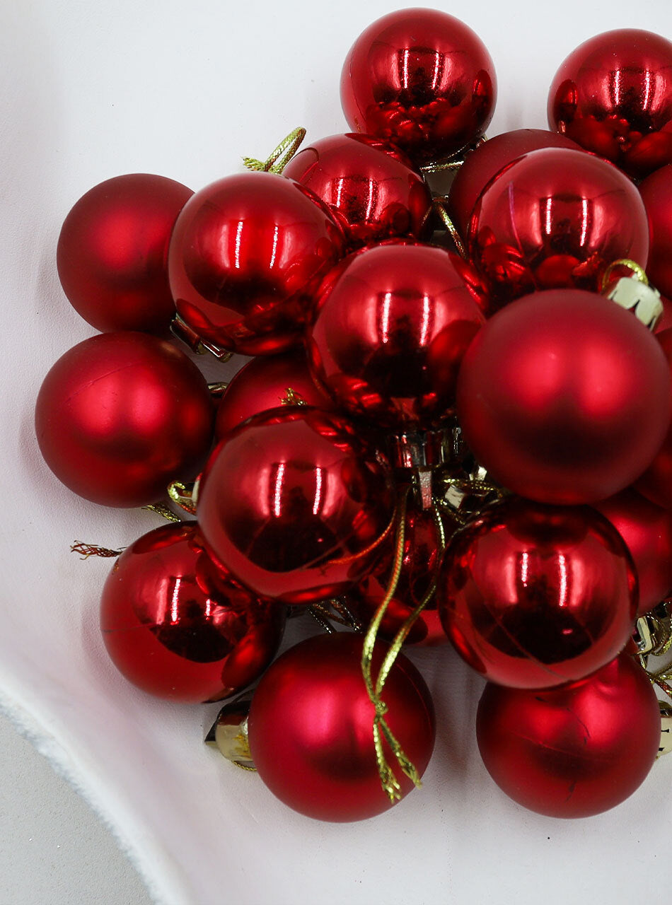 RED 40mm Christmas Baubles Gloss Matt 24 pack
