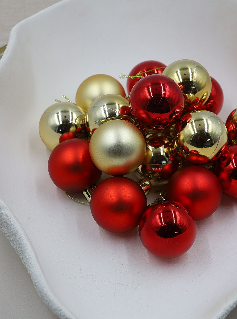 Red Gold 40mm Christmas Baubles Gloss Matt 24 pack