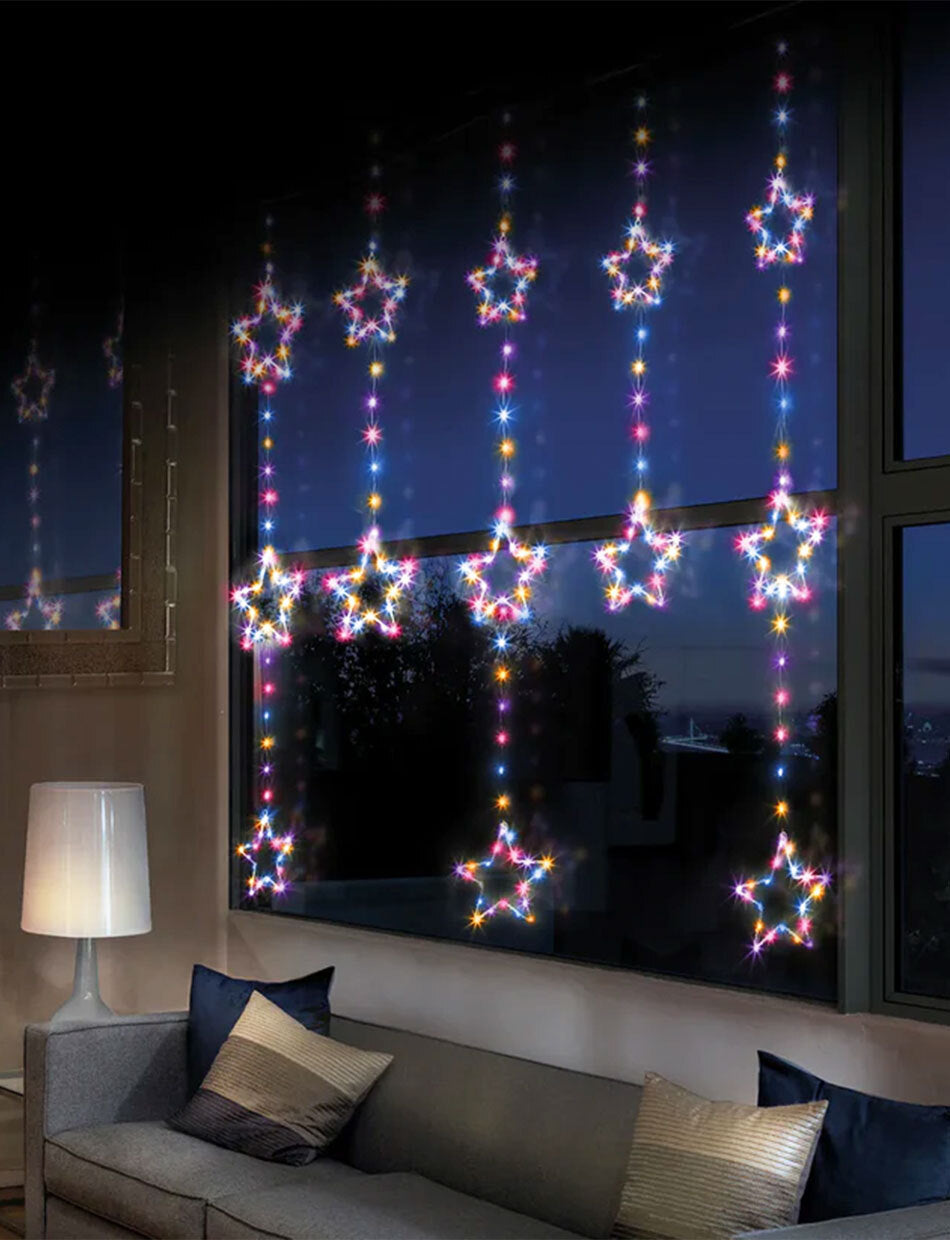 325 MULTICOLOUR LED Curtain Star Lights 130 x 120cm