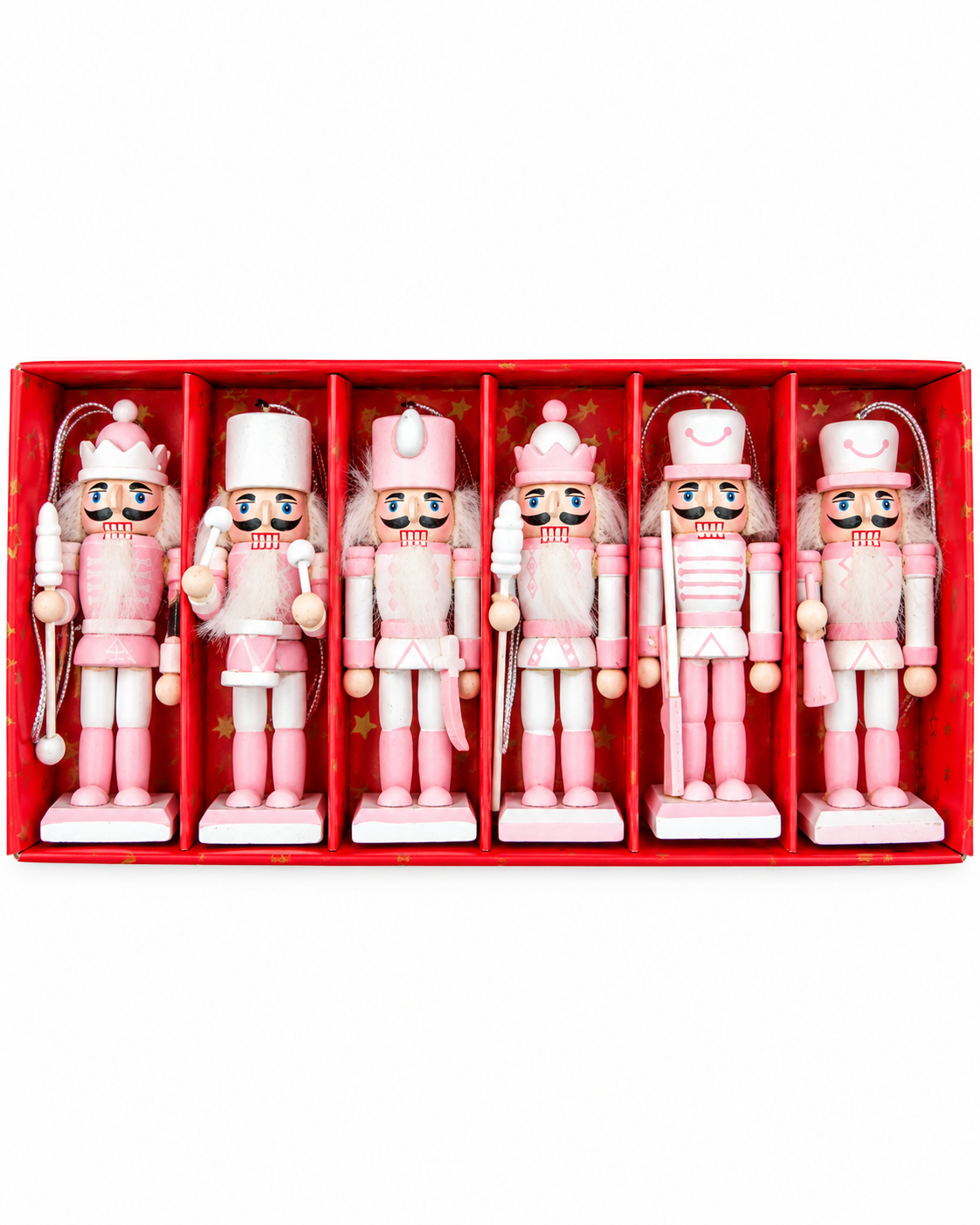 Set of 6 CHRISTMAS TREE Nutcrackers 8cm