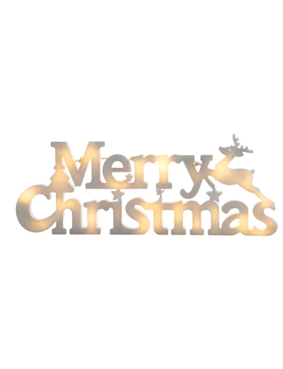 WARM WHITE Merry Christmas Battery Operated Sign