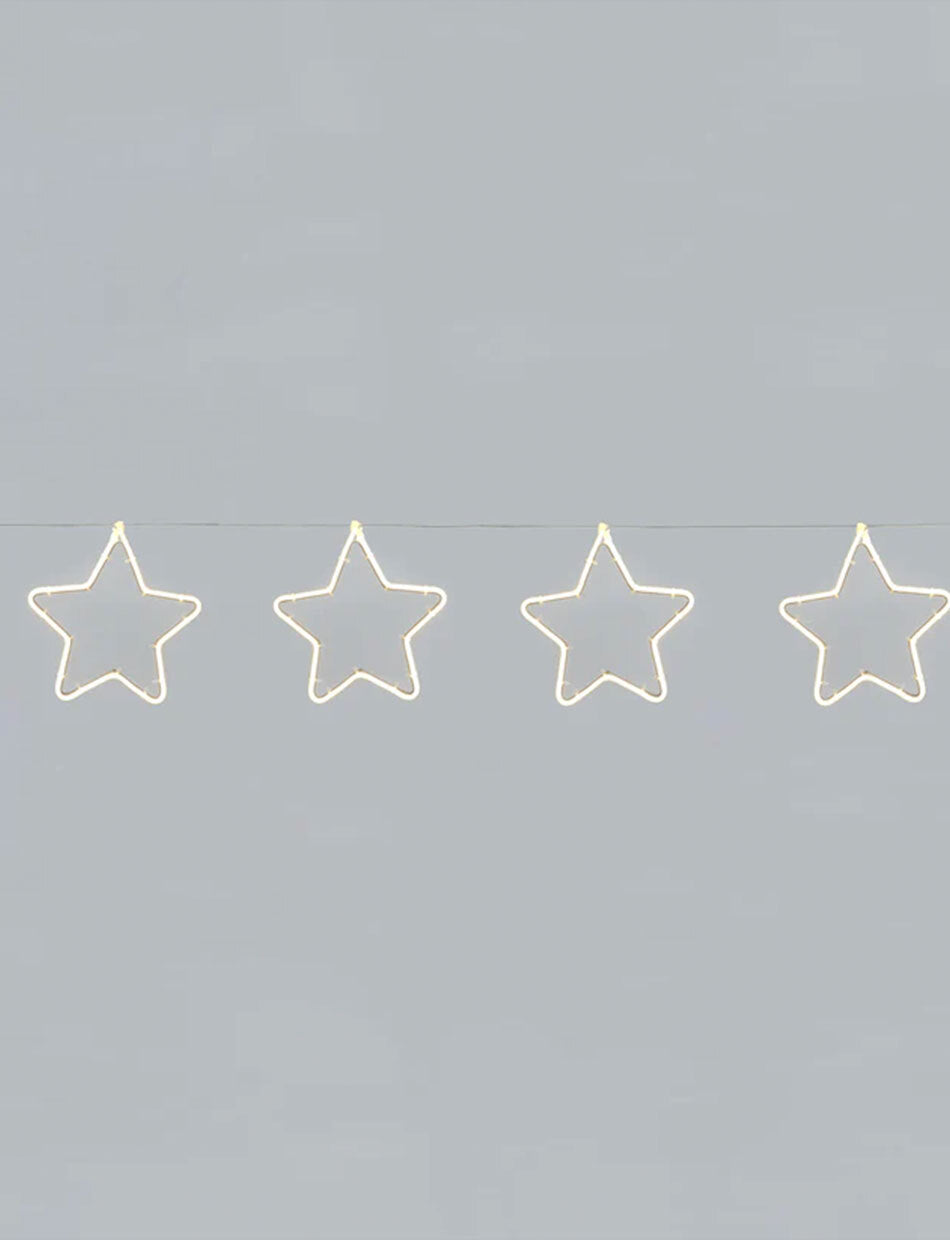 WARM WHITE Neon Christmas Motif Set of 5 Stars