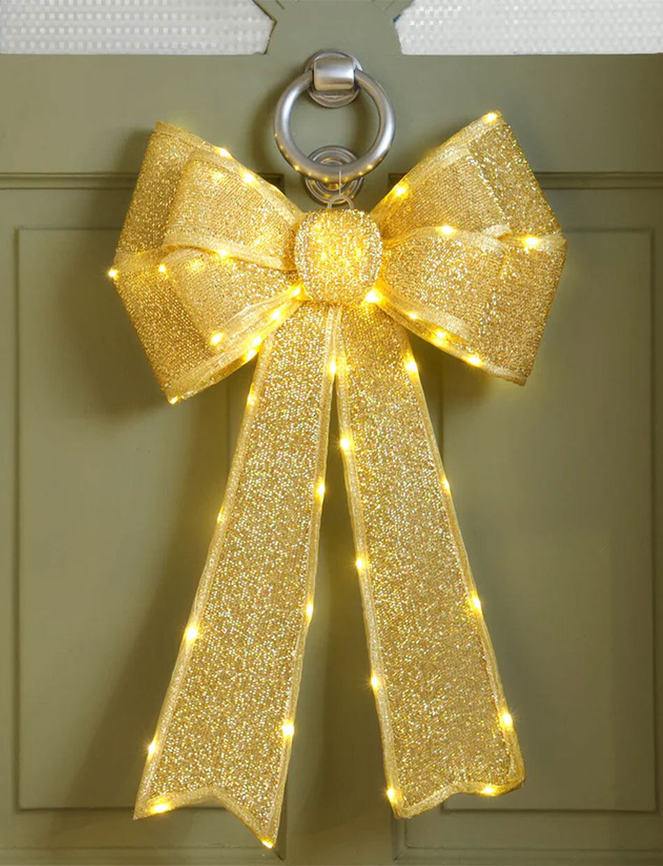 GOLD LED Battery Operated LED Lit Bow