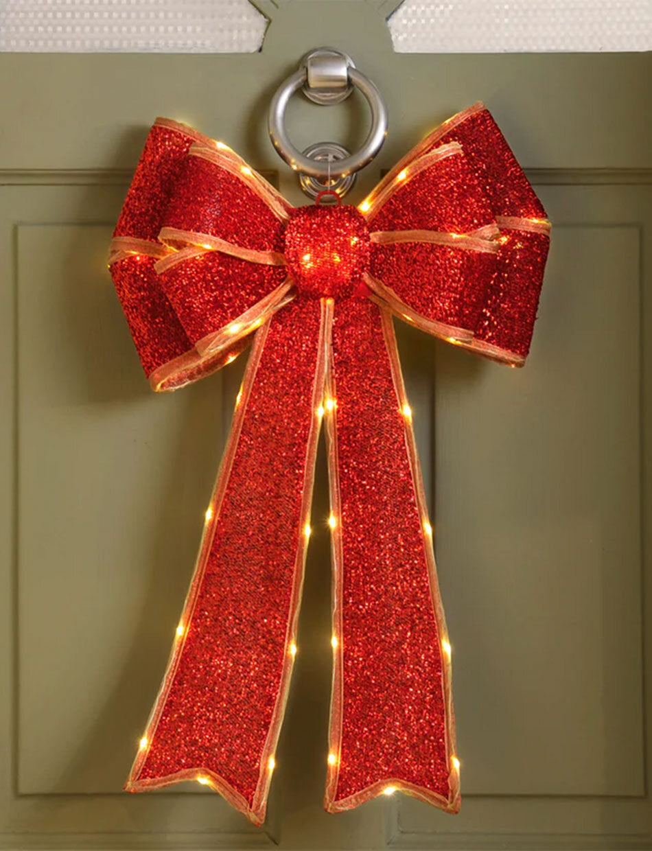 RED LED Battery Operated LED Lit Bow