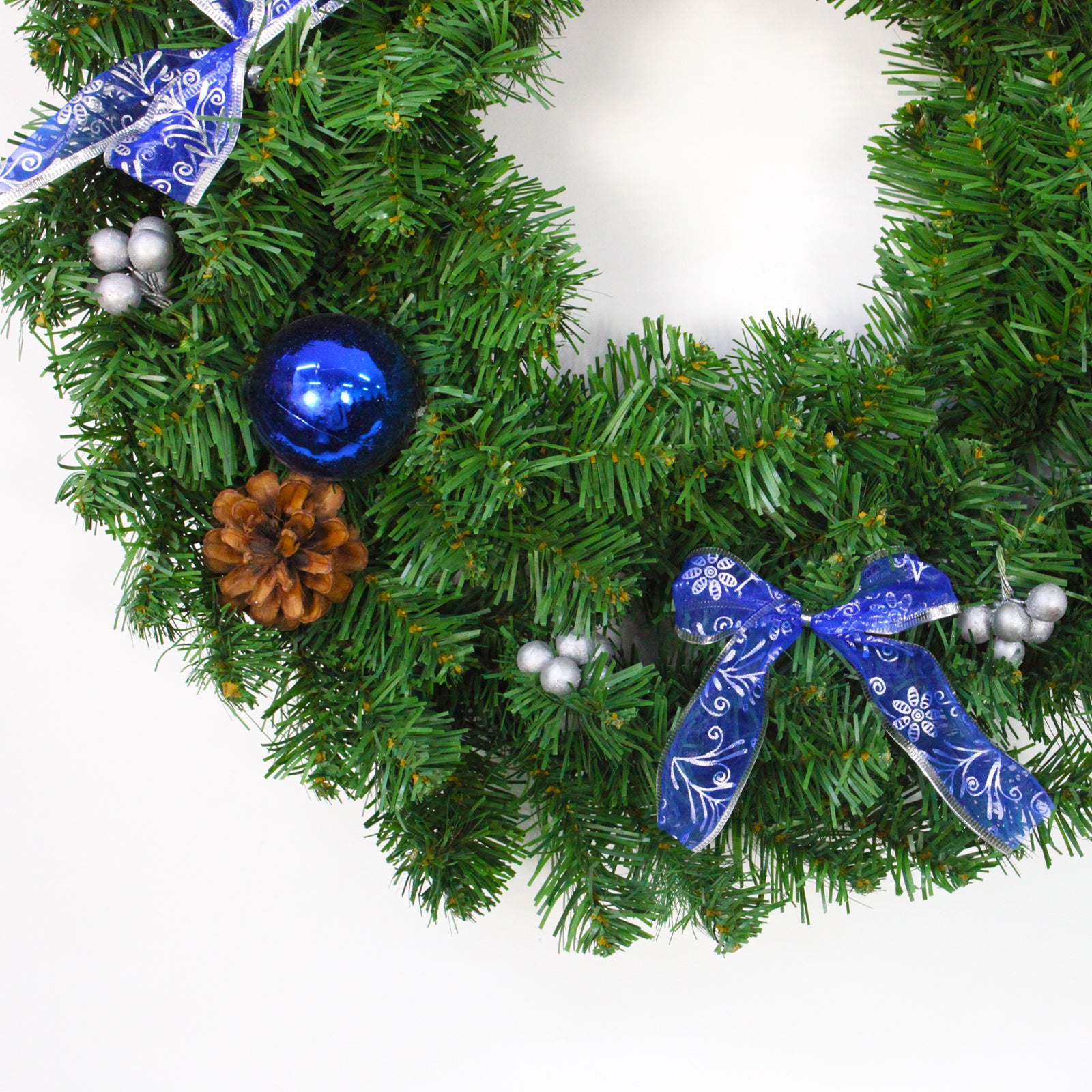 Blue & Silver Pre-Decorated Wreath 60cm