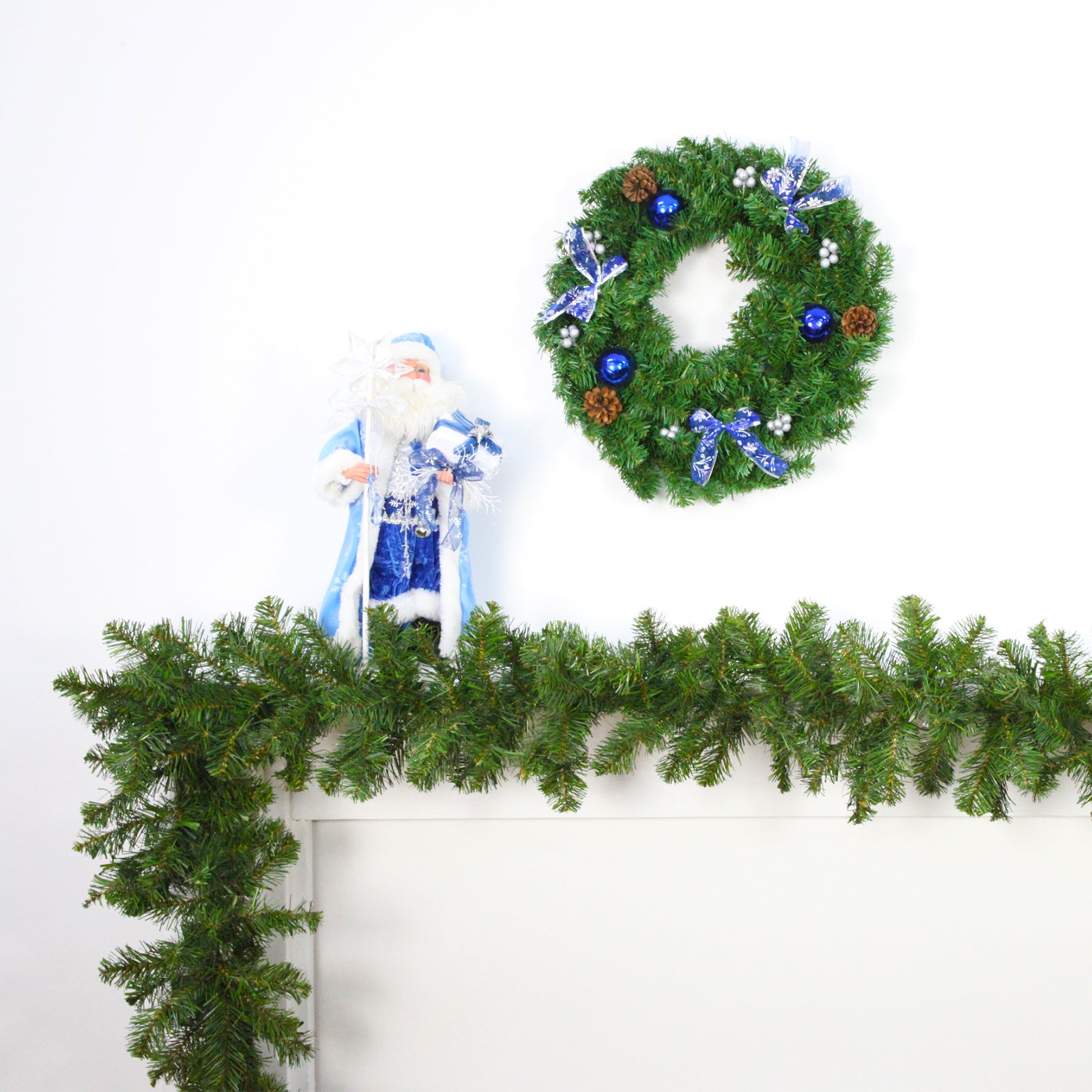 Blue & Silver Pre-Decorated Wreath 60cm