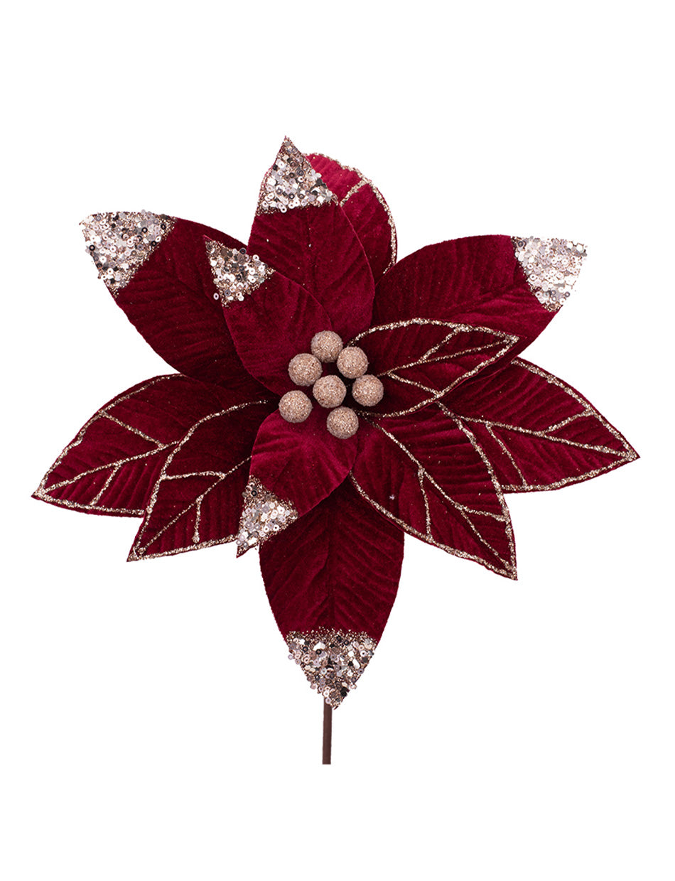 Classic Burgundy Poinsettia with gold details
