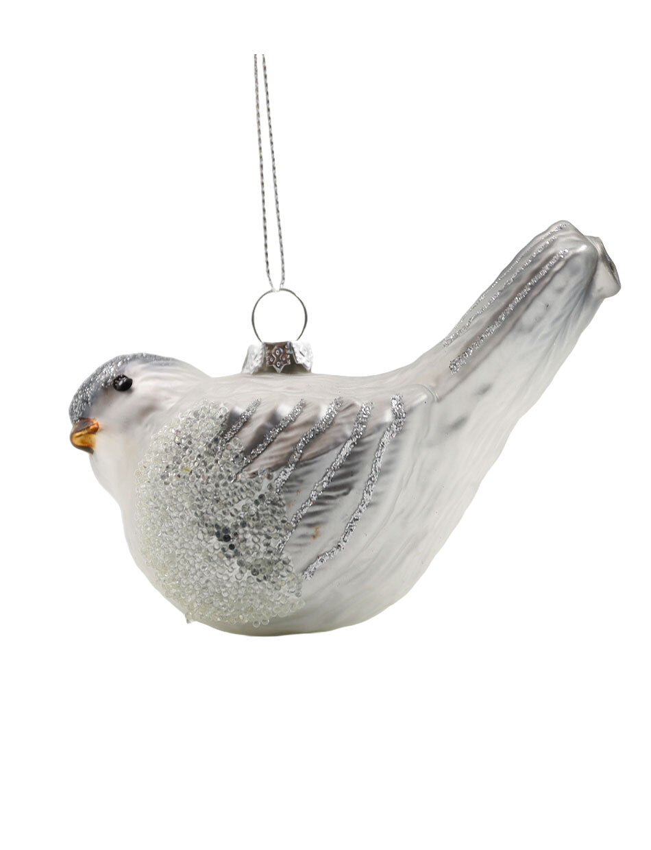 Hanging Silver Bird Tree Ornament 14cm
