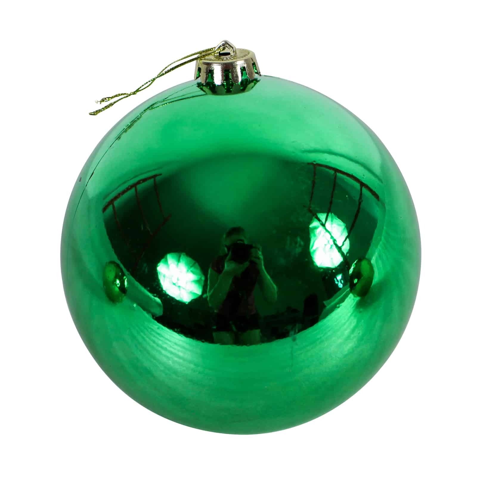 GREEN Christmas Baubles 120mm  3 Balls Gloss