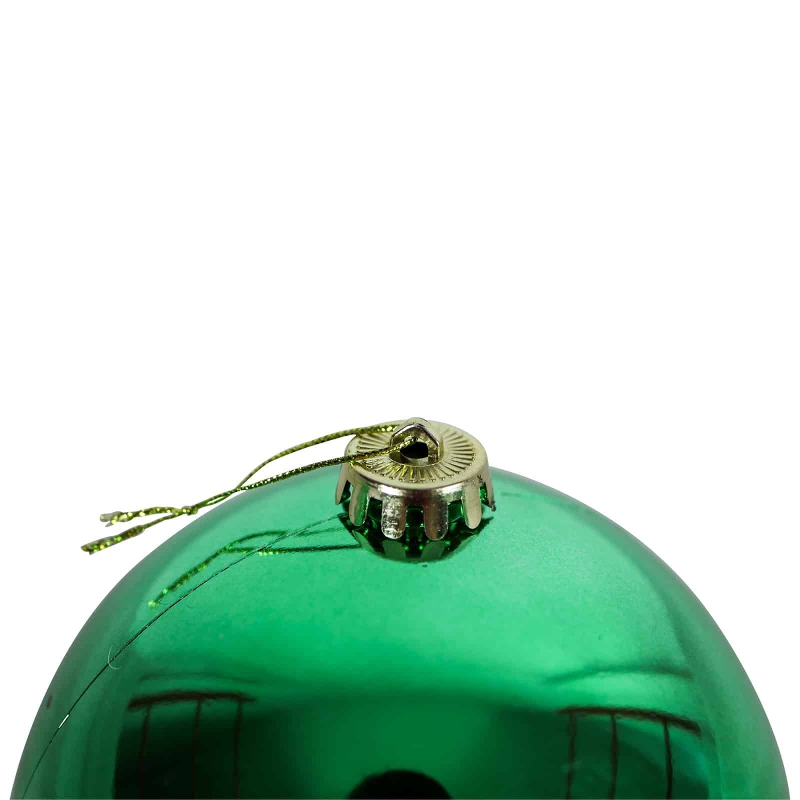 GREEN Christmas Baubles 120mm  3 Balls Gloss