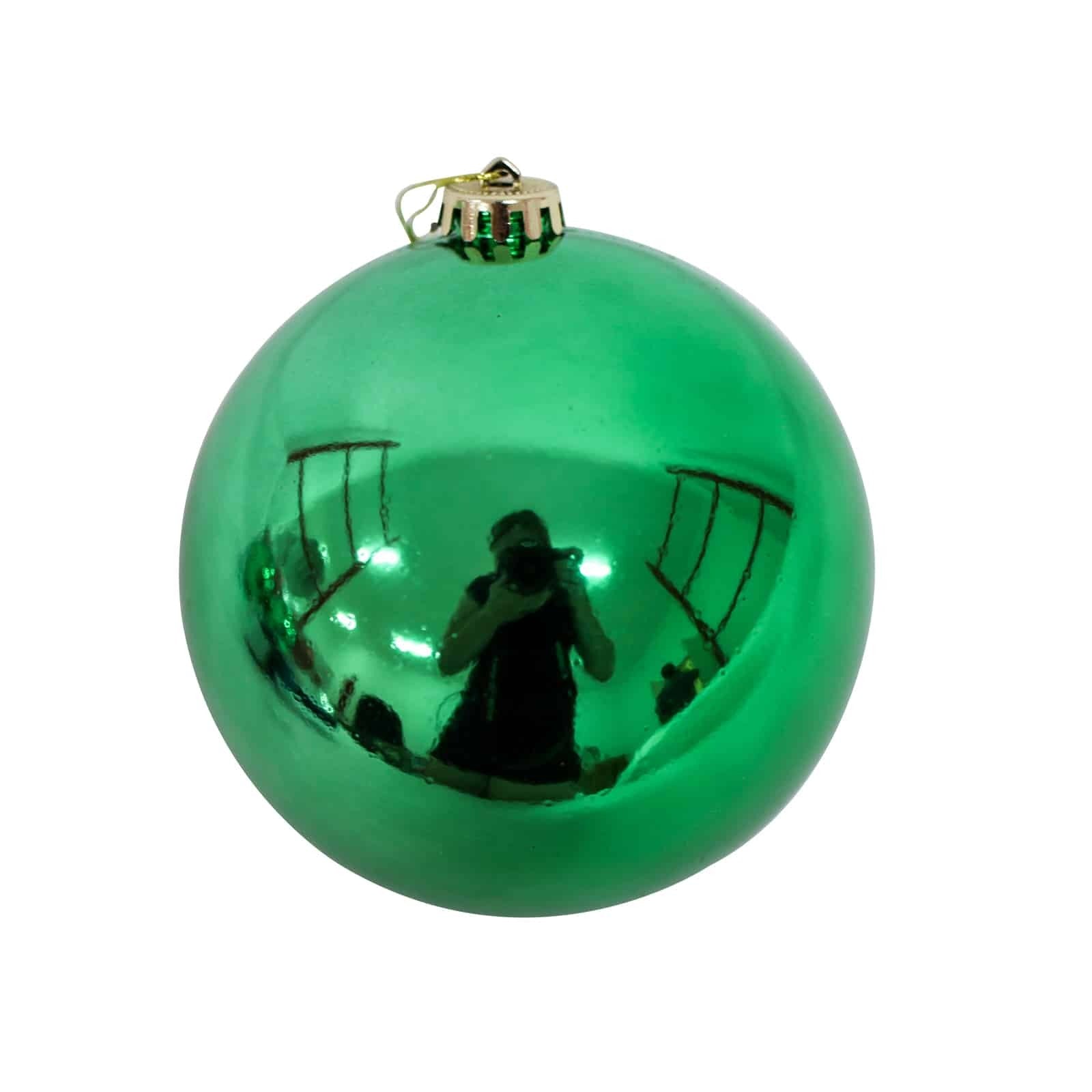 GREEN Christmas Baubles 120mm  3 Balls Gloss