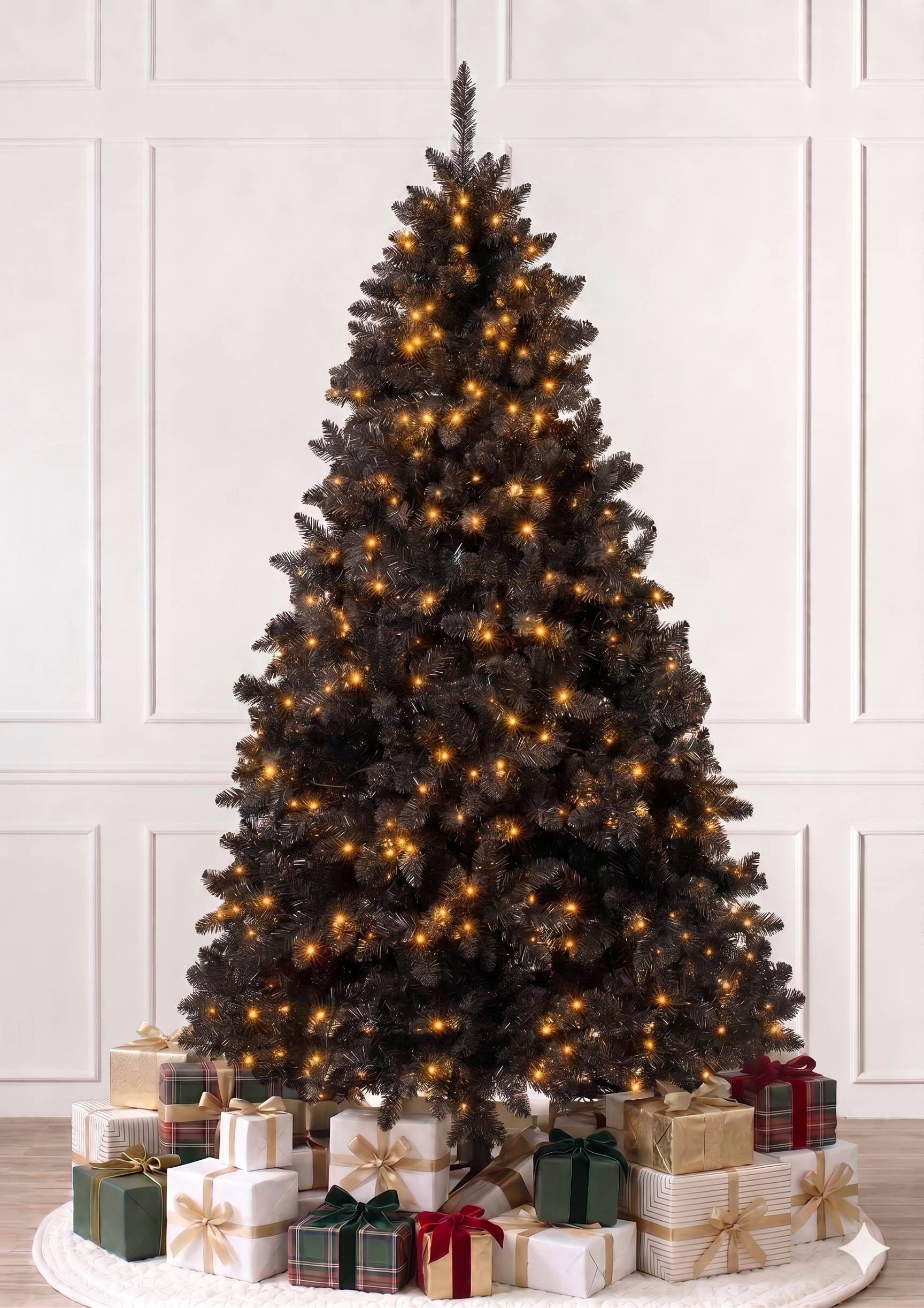 BAVARIAN Black Fir 7ft/210cm Pre-Lit Christmas Tree Warm White LED