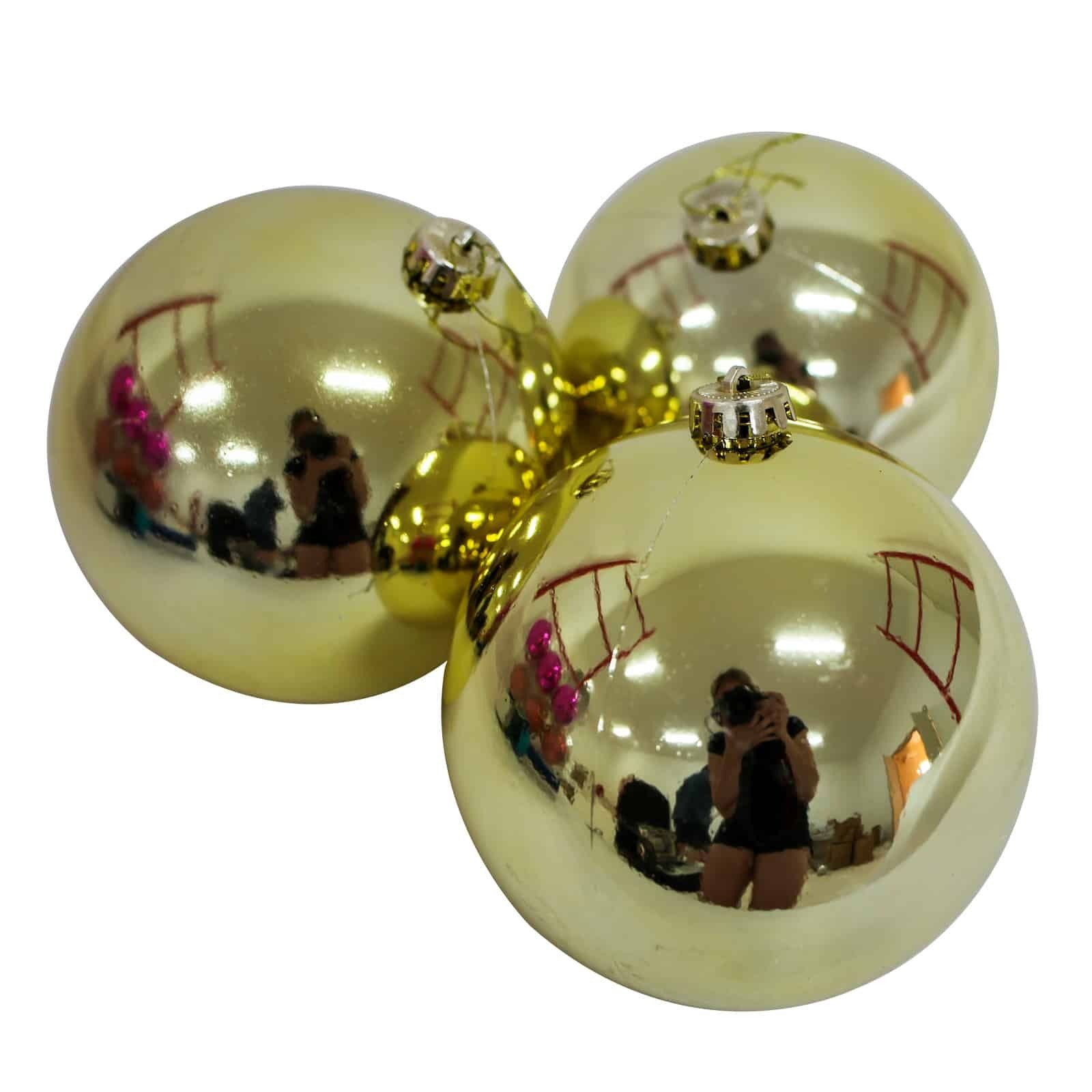YELLOW  100mm Christmas Baubles 24 Balls Gloss