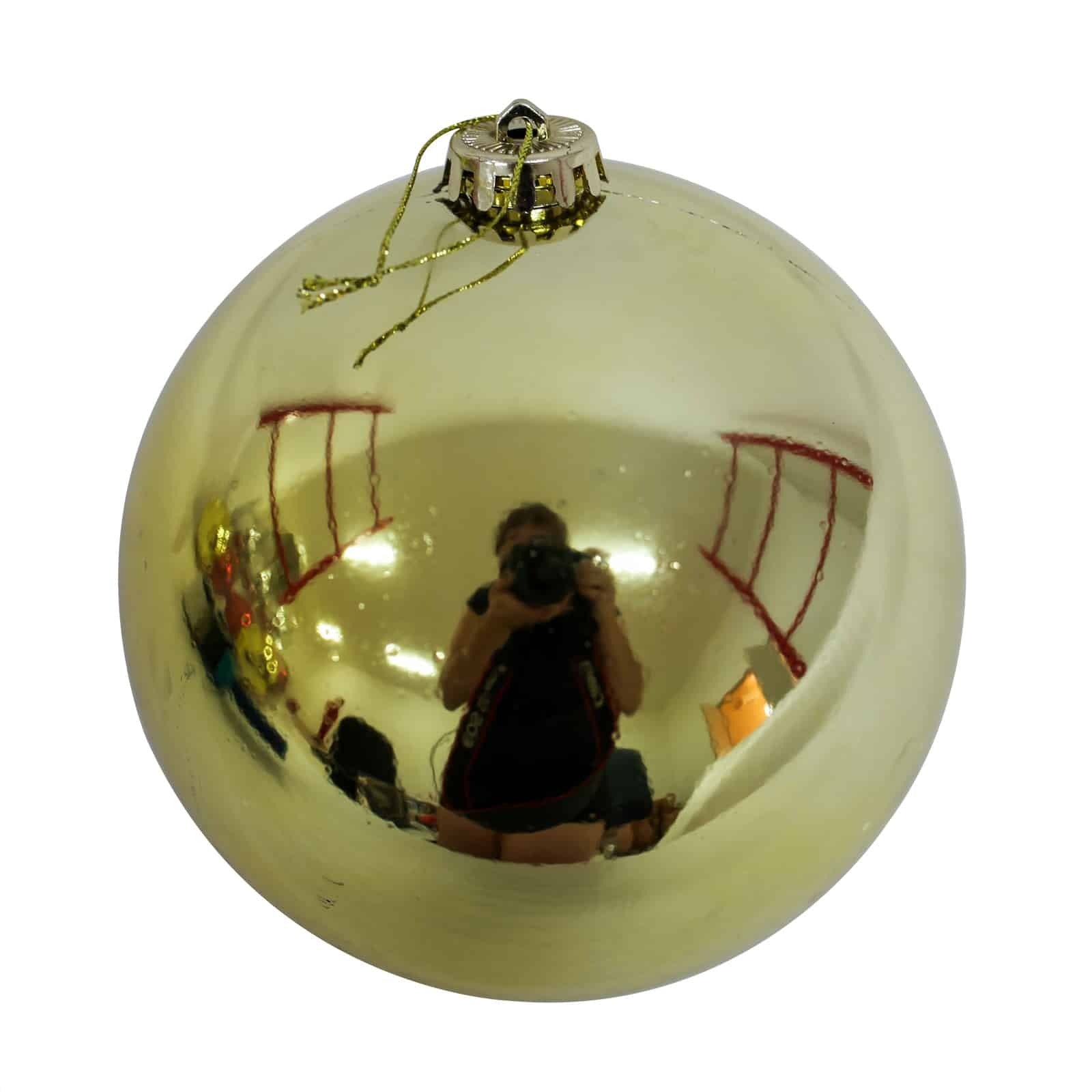 YELLOW  100mm Christmas Baubles 24 Balls Gloss