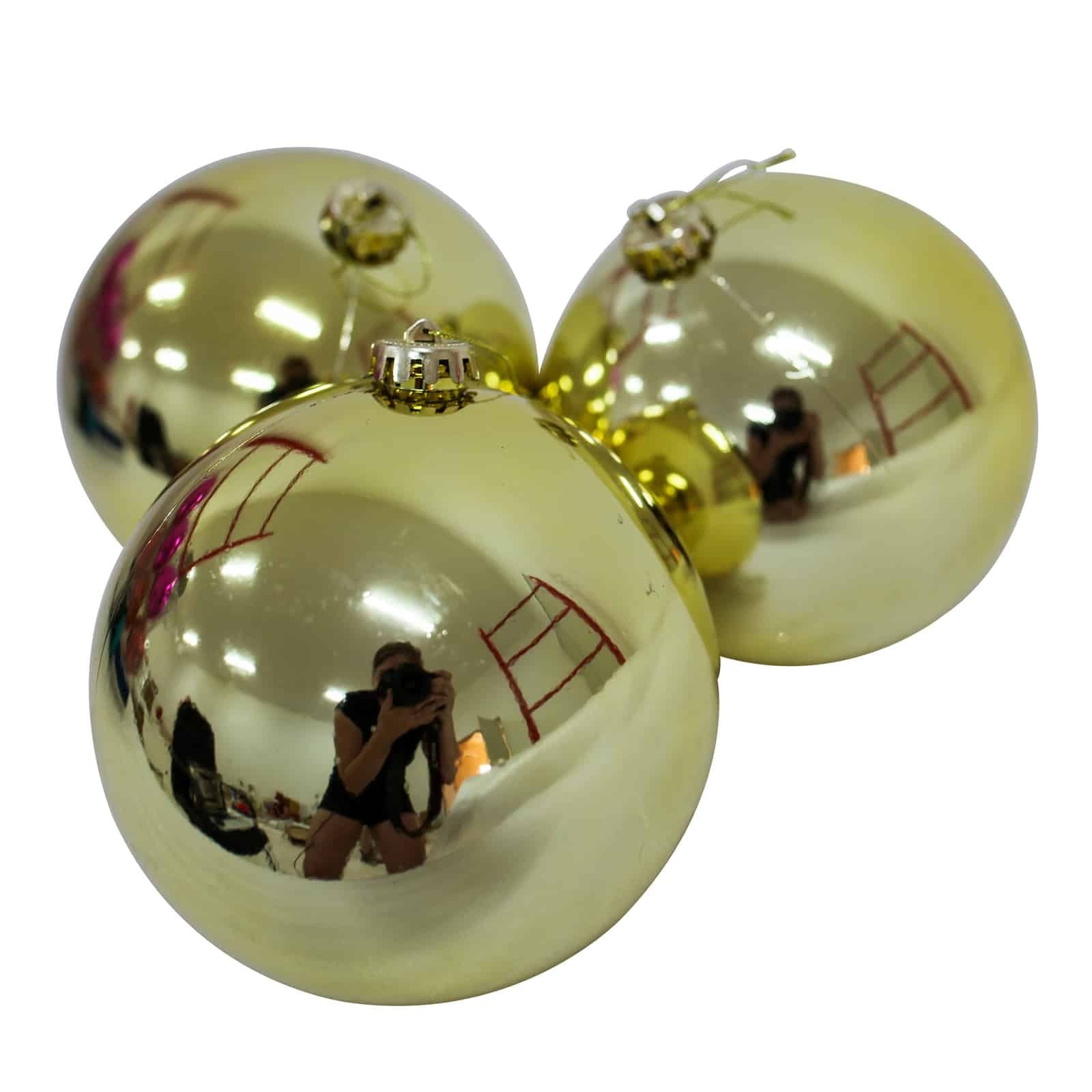 YELLOW  100mm Christmas Baubles 24 Balls Gloss
