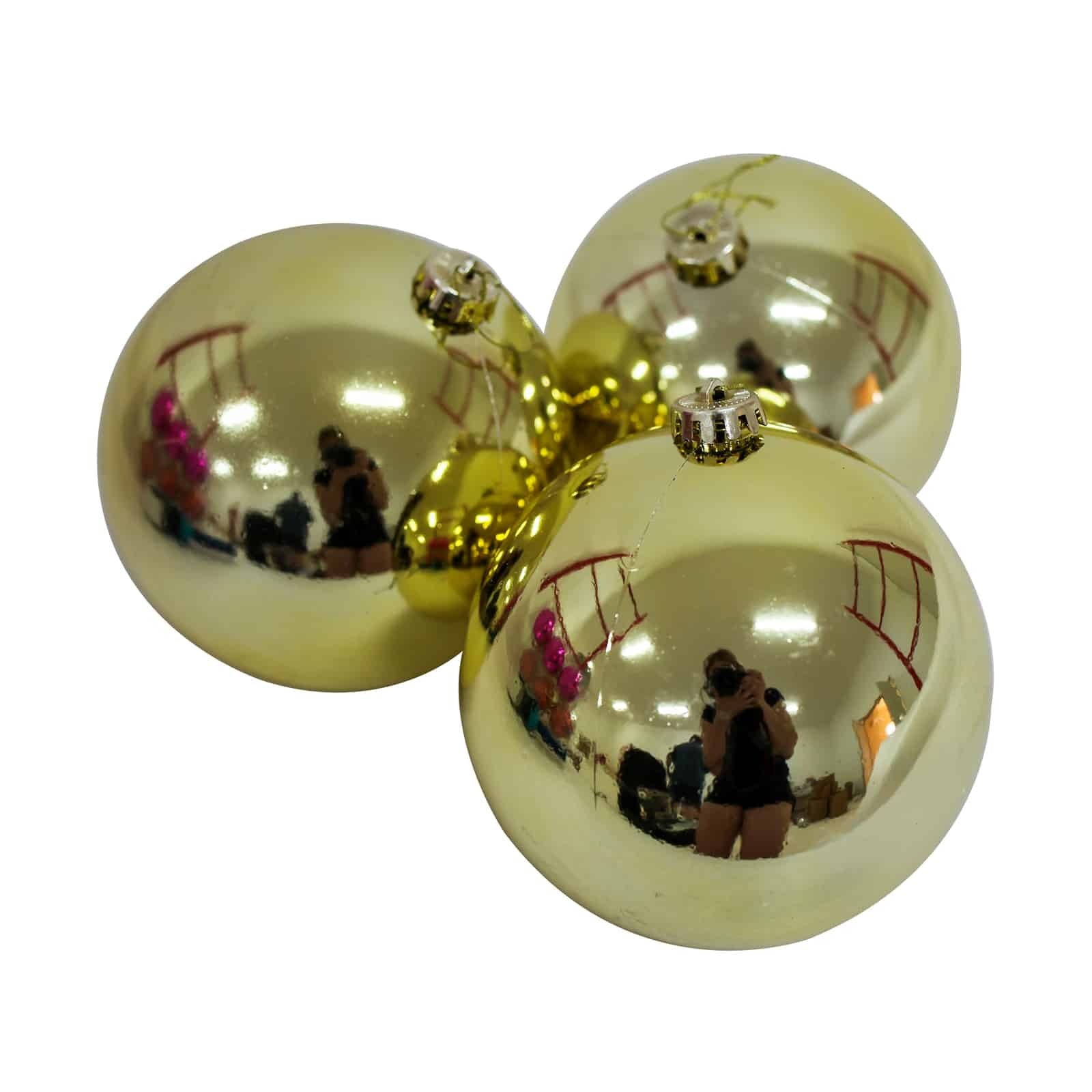 YELLOW  100mm Christmas Baubles 24 Balls Gloss