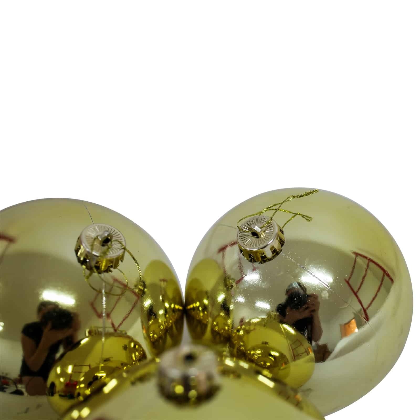 YELLOW  100mm Christmas Baubles 24 Balls Gloss