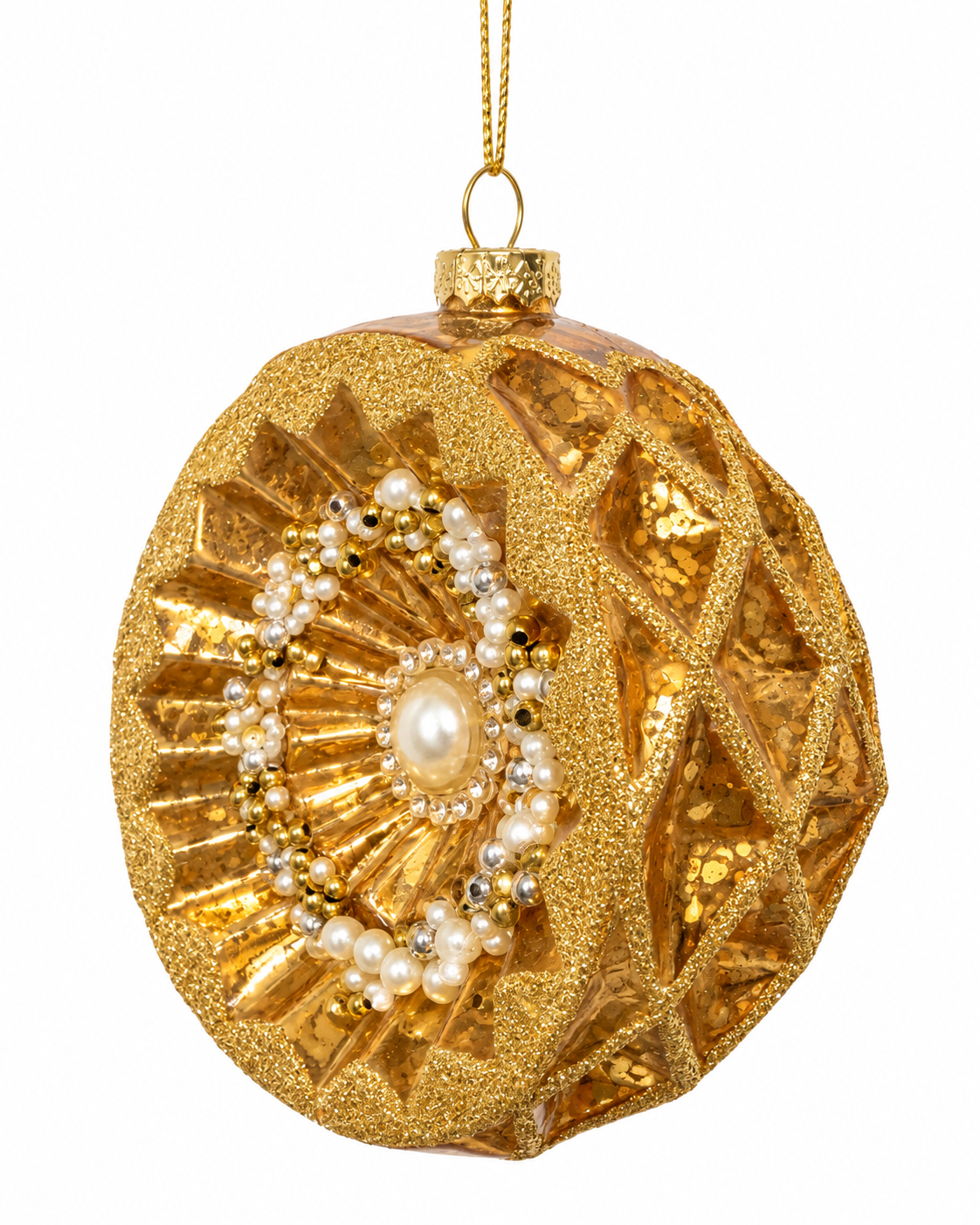 Half Bauble Gold 120mm Glass
