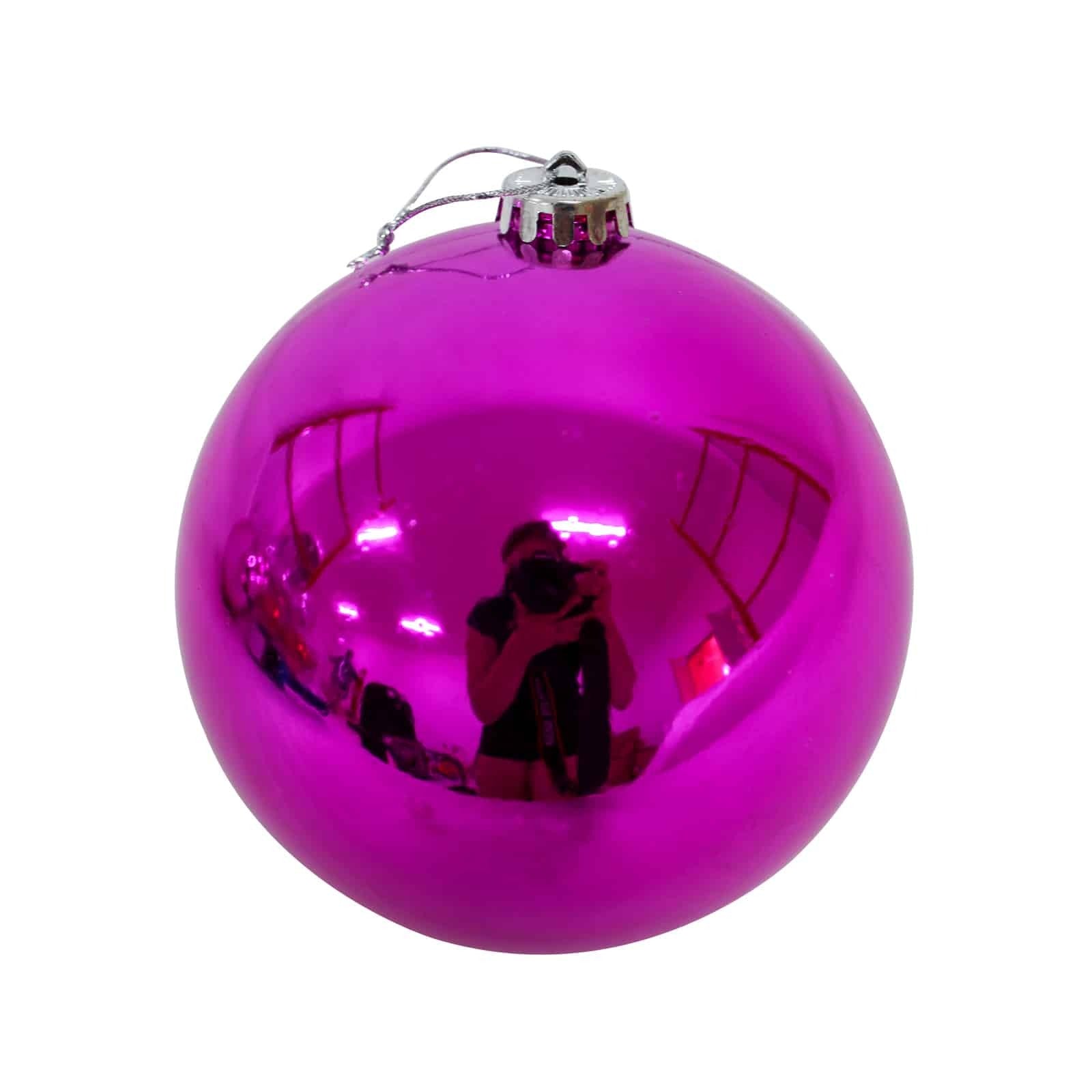 HOT PINK Christmas Baubles 120mm 3 Balls Gloss