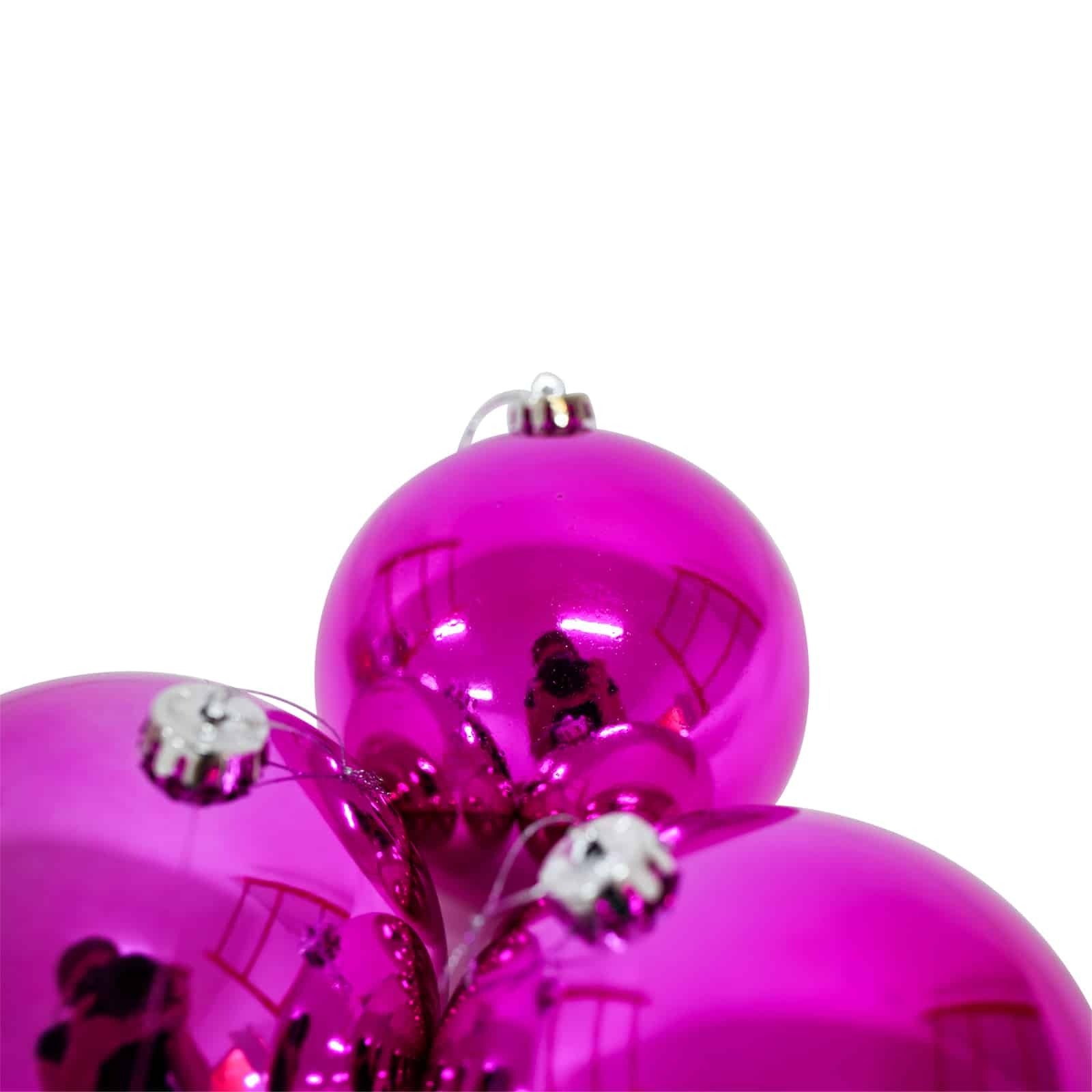 HOT PINK Christmas Baubles 120mm 3 Balls Gloss