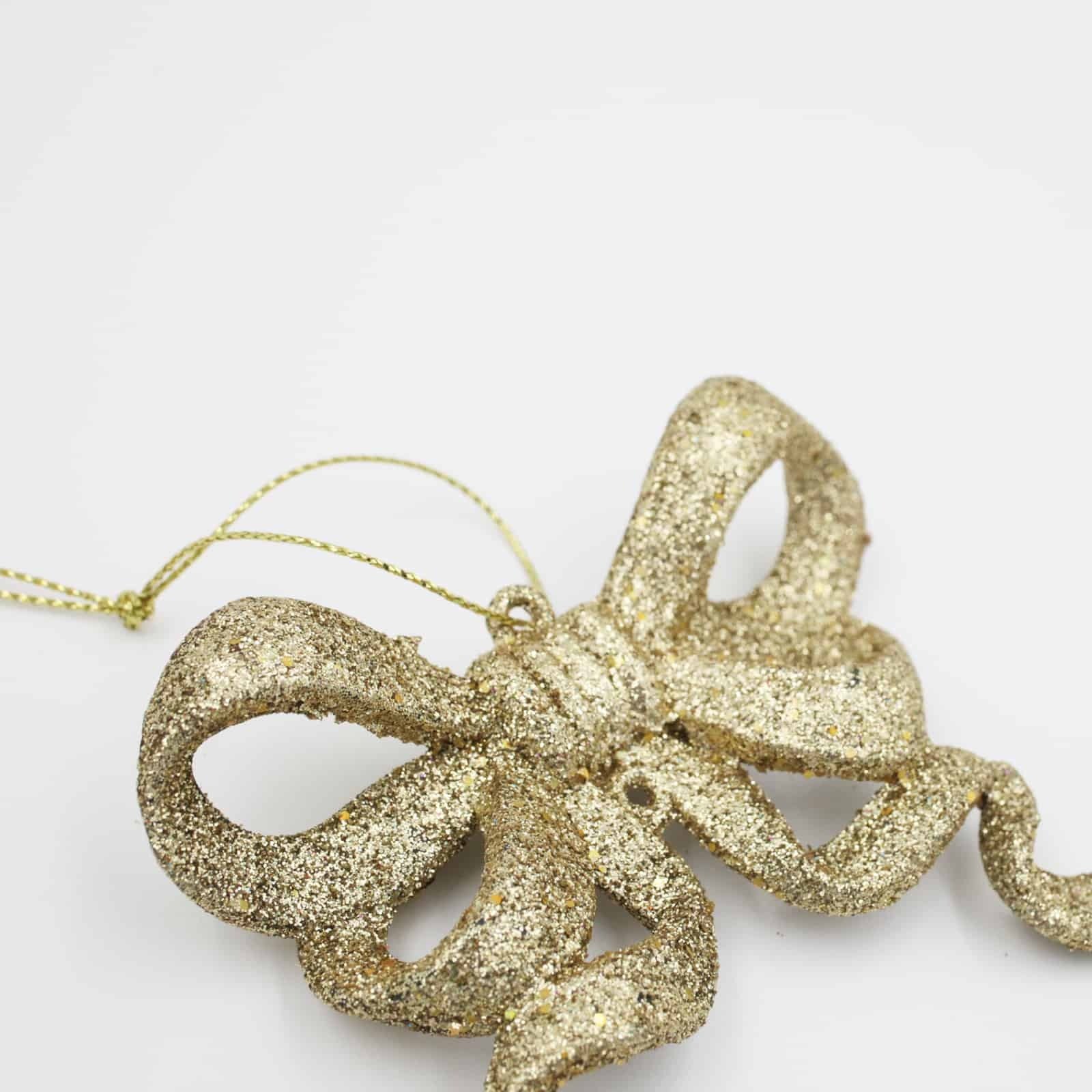 10 CHAMPAGNE GLITTER BOWS 95mm