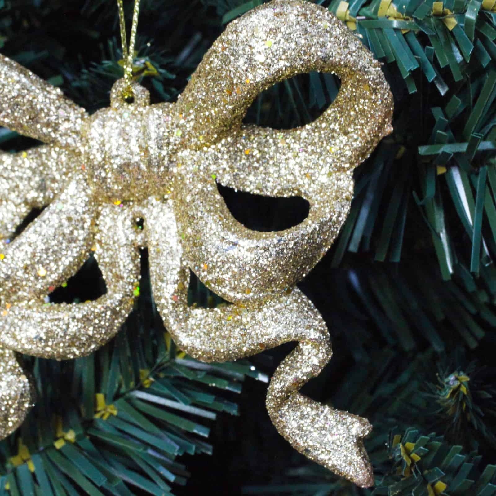 10 CHAMPAGNE GLITTER BOWS 95mm