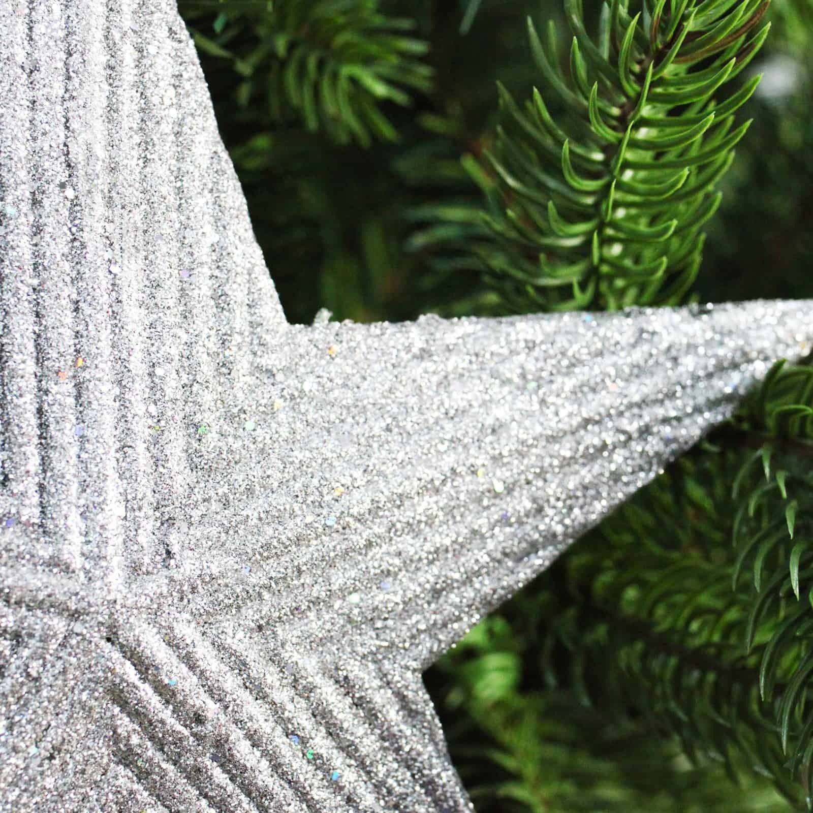 LARGE SILVER TREE TOPPER STAR 195mm
