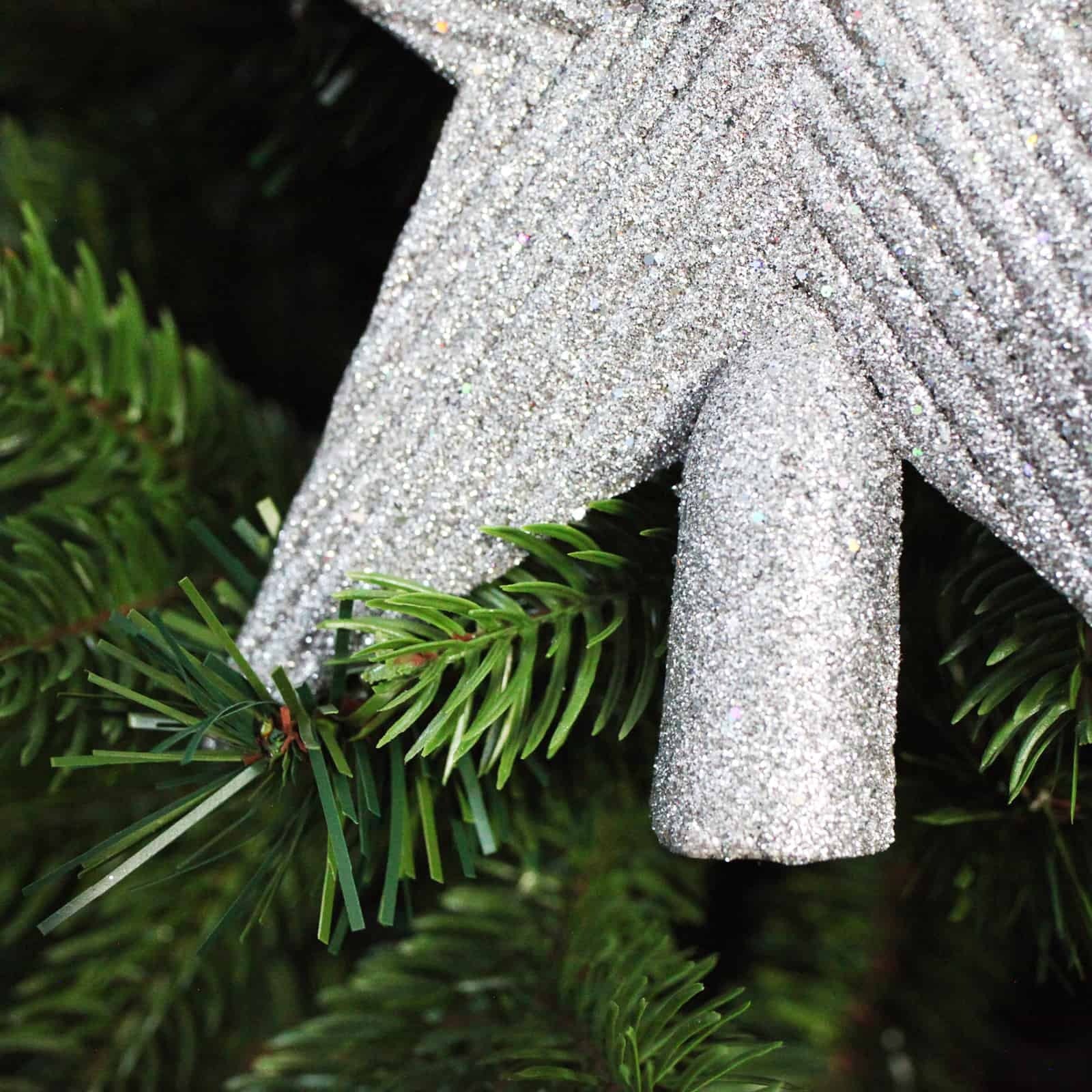 LARGE SILVER TREE TOPPER STAR 195mm