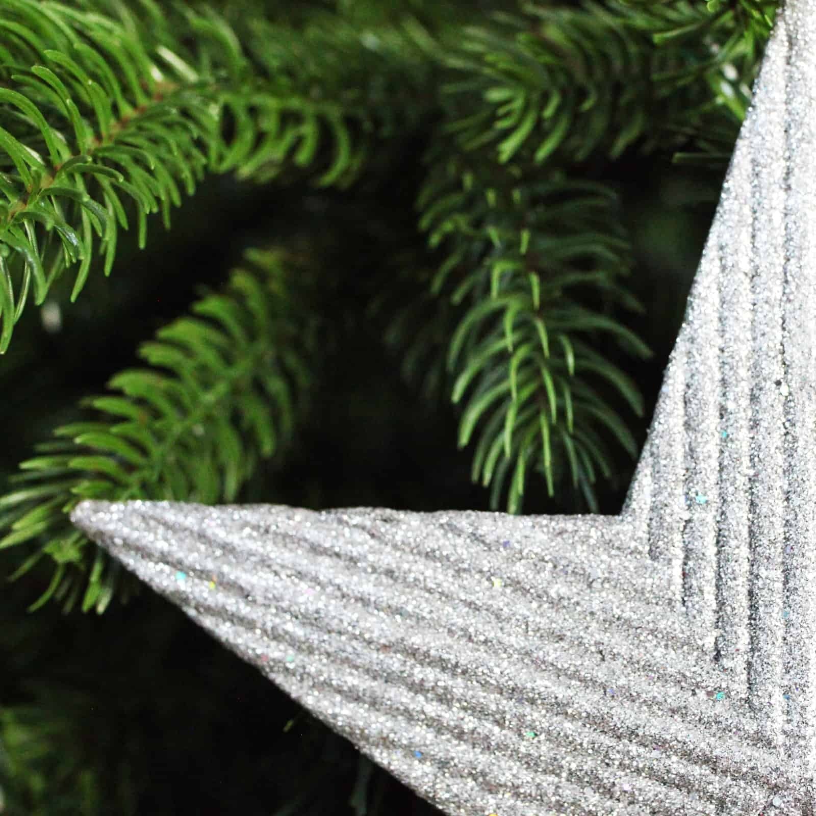 LARGE SILVER TREE TOPPER STAR 195mm