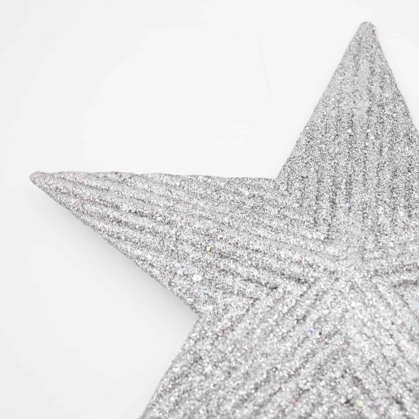 LARGE SILVER TREE TOPPER STAR 195mm