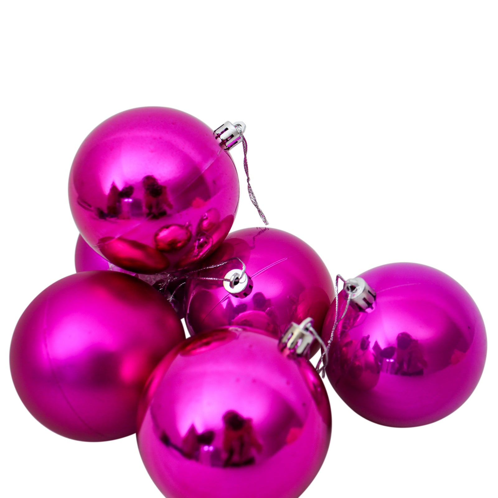 100mm Christmas Baubles Hot Pink 24 Balls Gloss