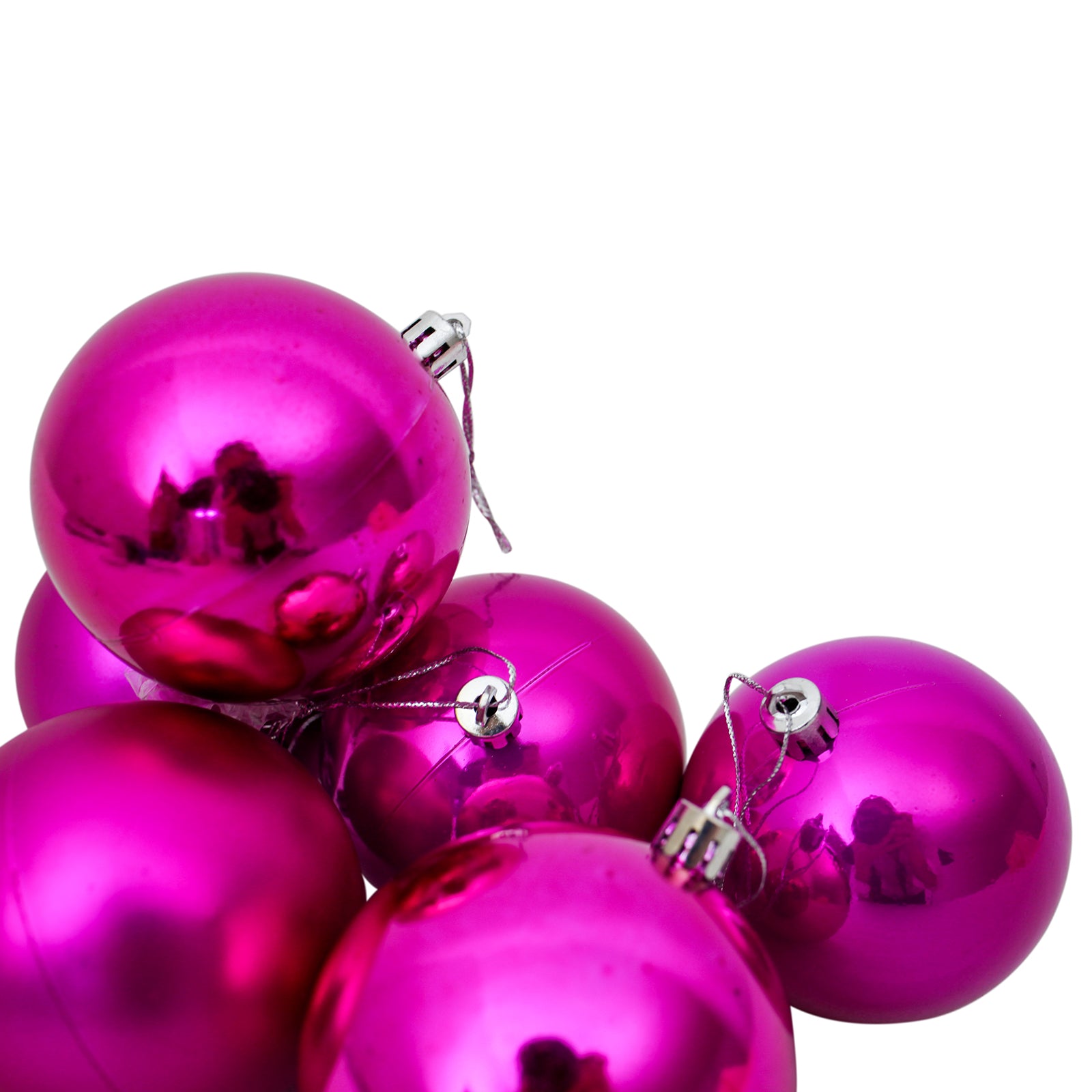 100mm Christmas Baubles Hot Pink 24 Balls Gloss