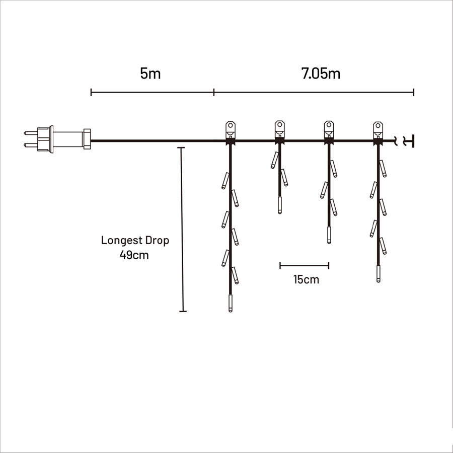 240 WARM WHITE Christmas Icicle Light 7m