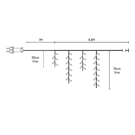 Snowing Icicle Lights - Multicolour, 360 LED