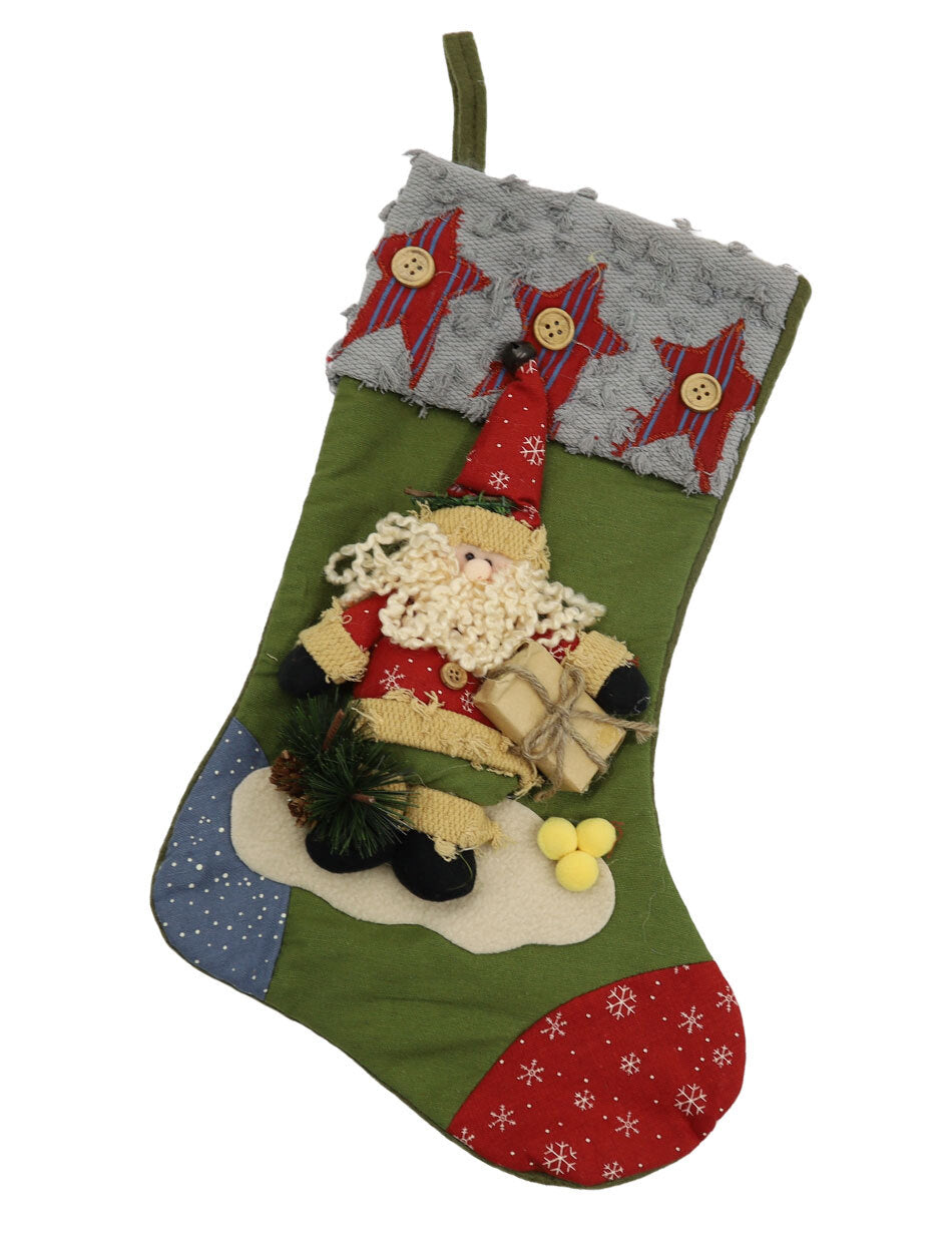 Christmas Stocking Green with santa