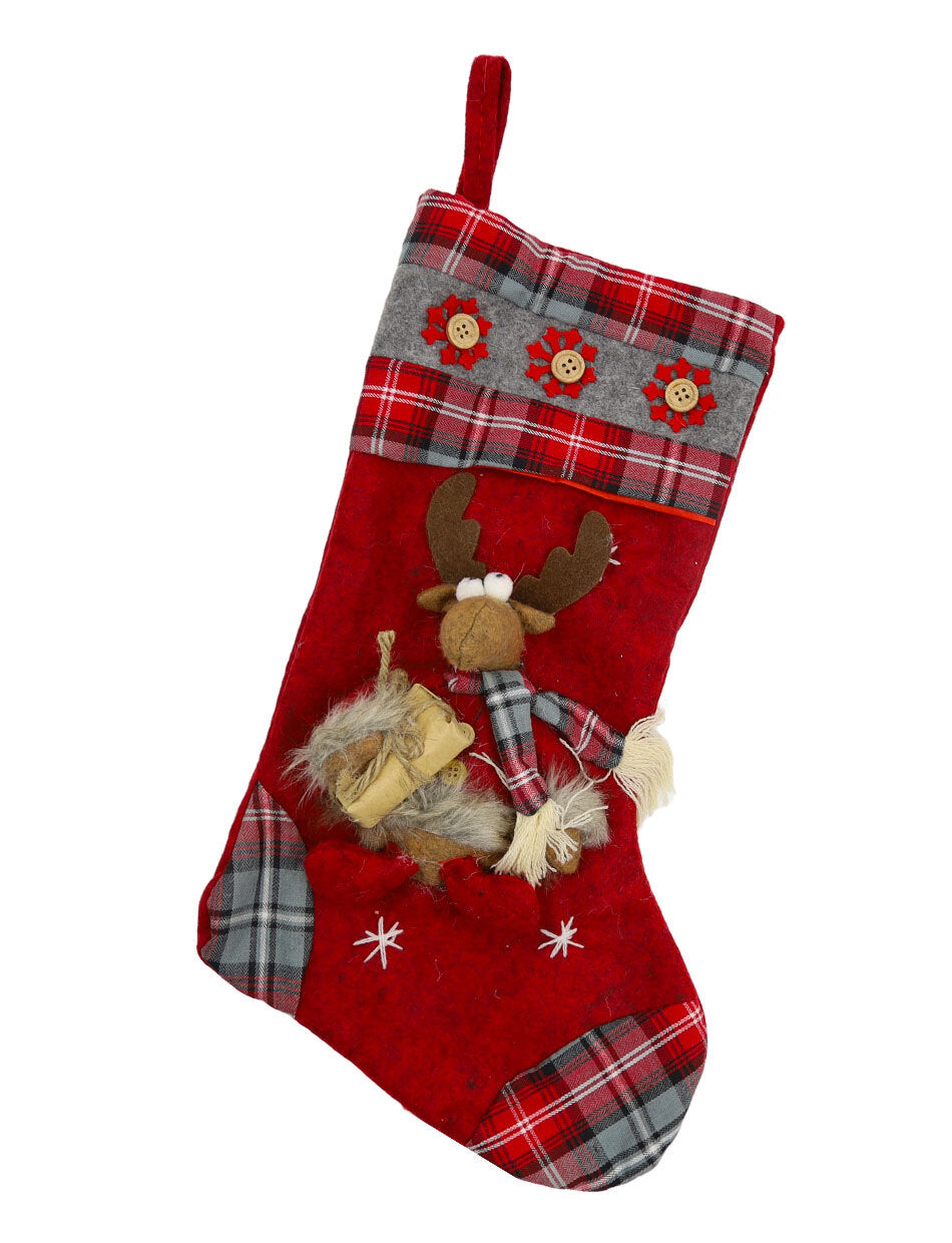Country cousins moose stocking with snowflakes