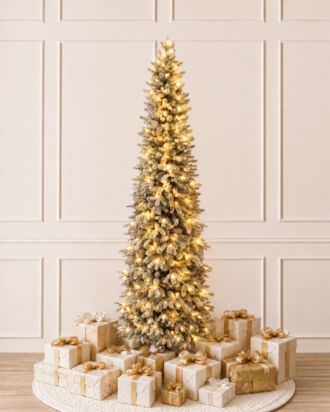 Kingsport Ultra Slim Flocked 5ft / 150cm Pre lit Dual Colour Christmas Tree