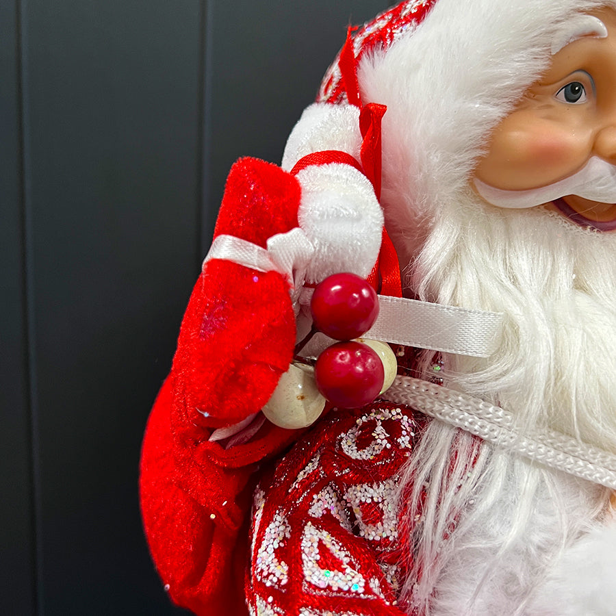 Santa With Lantern Christmas Ornament 45cm Red & White