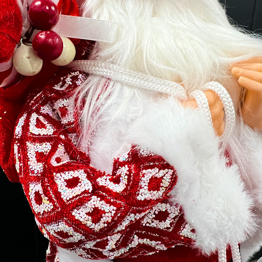Santa With Lantern Christmas Ornament 45cm Red & White