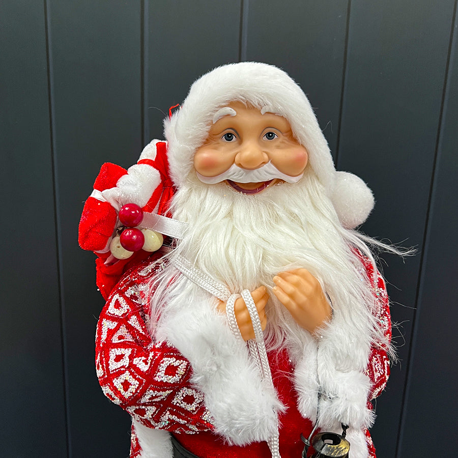 Santa With Lantern Christmas Ornament 45cm Red & White