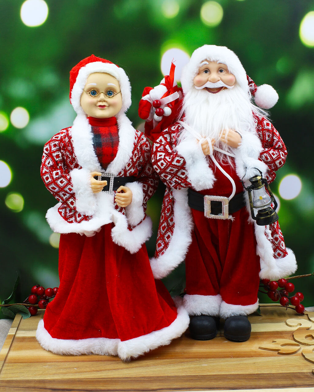 Mrs Clause Christmas Ornament 45cm Red & White