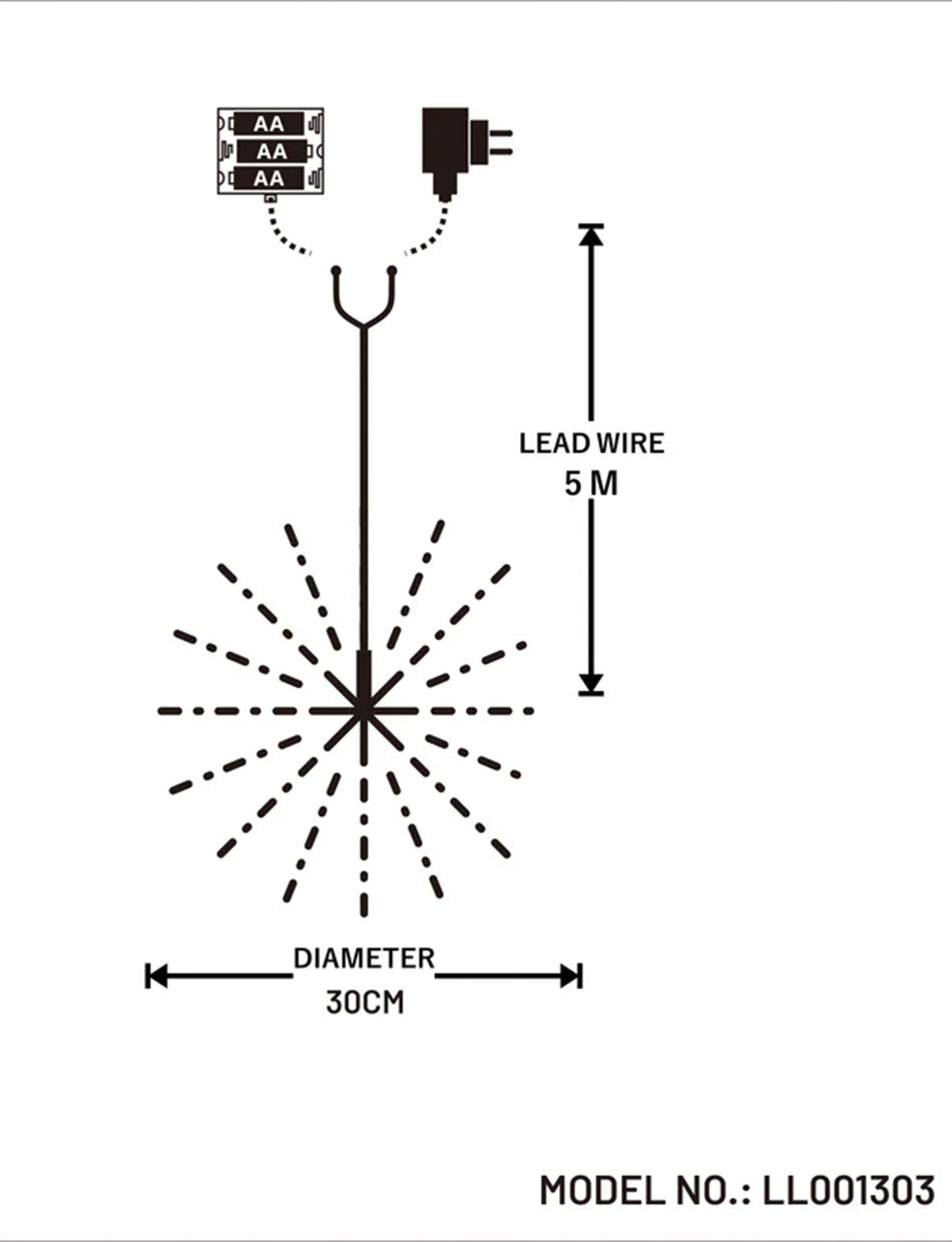 WARM WHITE Dual Power Firework Hanging Light 120 LED