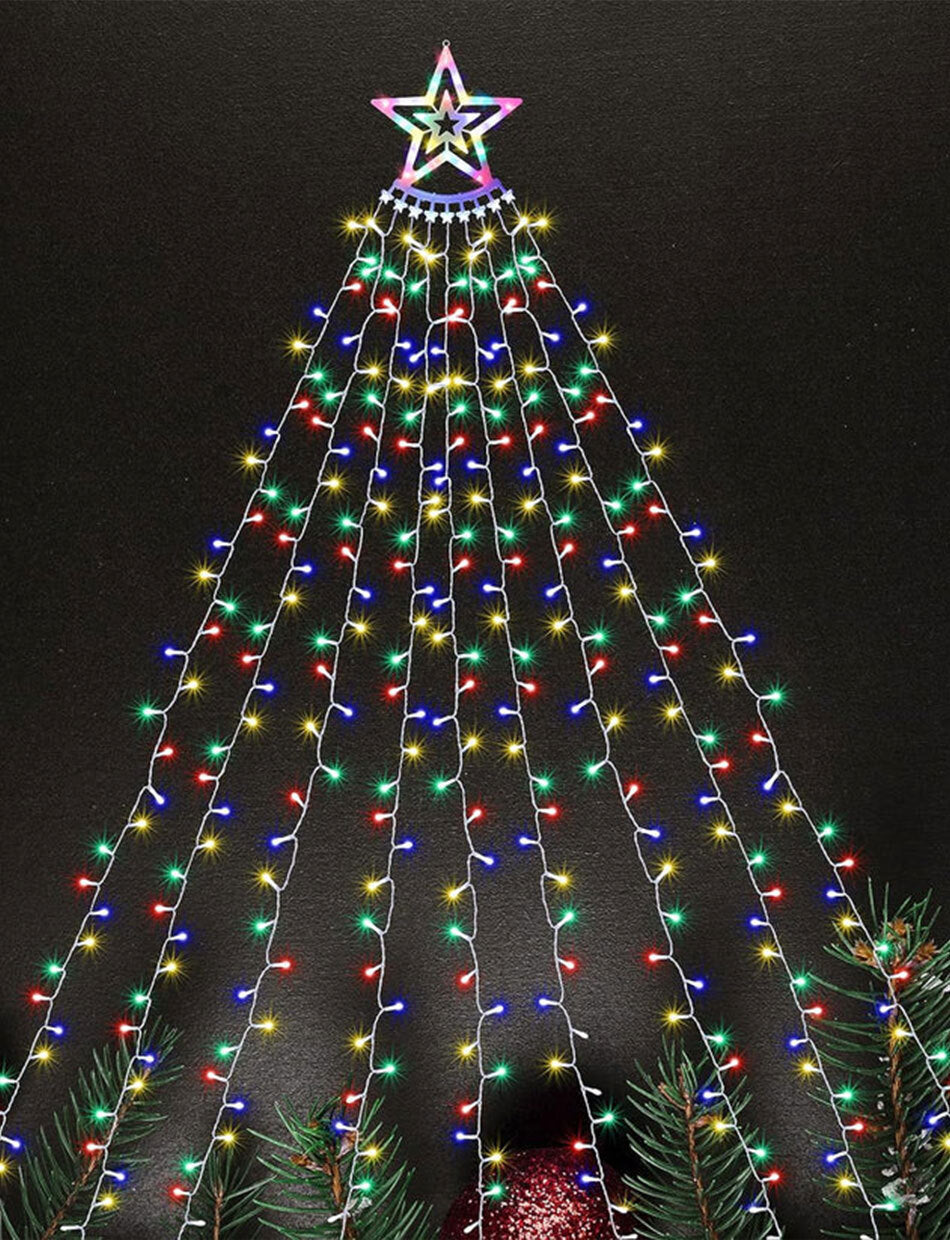 Multicolour Waterfall Star Lights with Topper Star