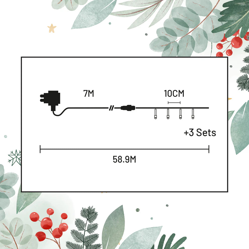 520 COOL WHITE Led Fairy Light Chain Connectable Up to 4 Sets 51.9m