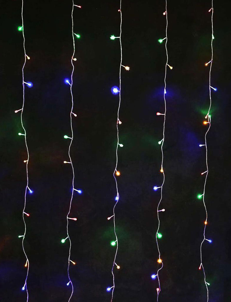 160 Multicolour Led SOLAR Curtain Light 2Mx2M