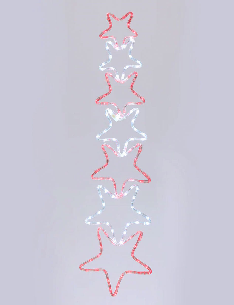 WHITE & RED Christmas Motif 7 Stars