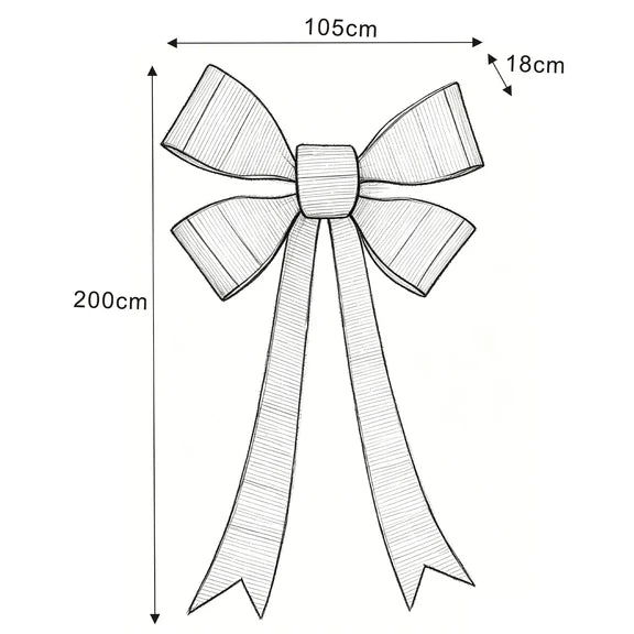 Red Light Up Bow - 200cm, Warm White 420 LEDs