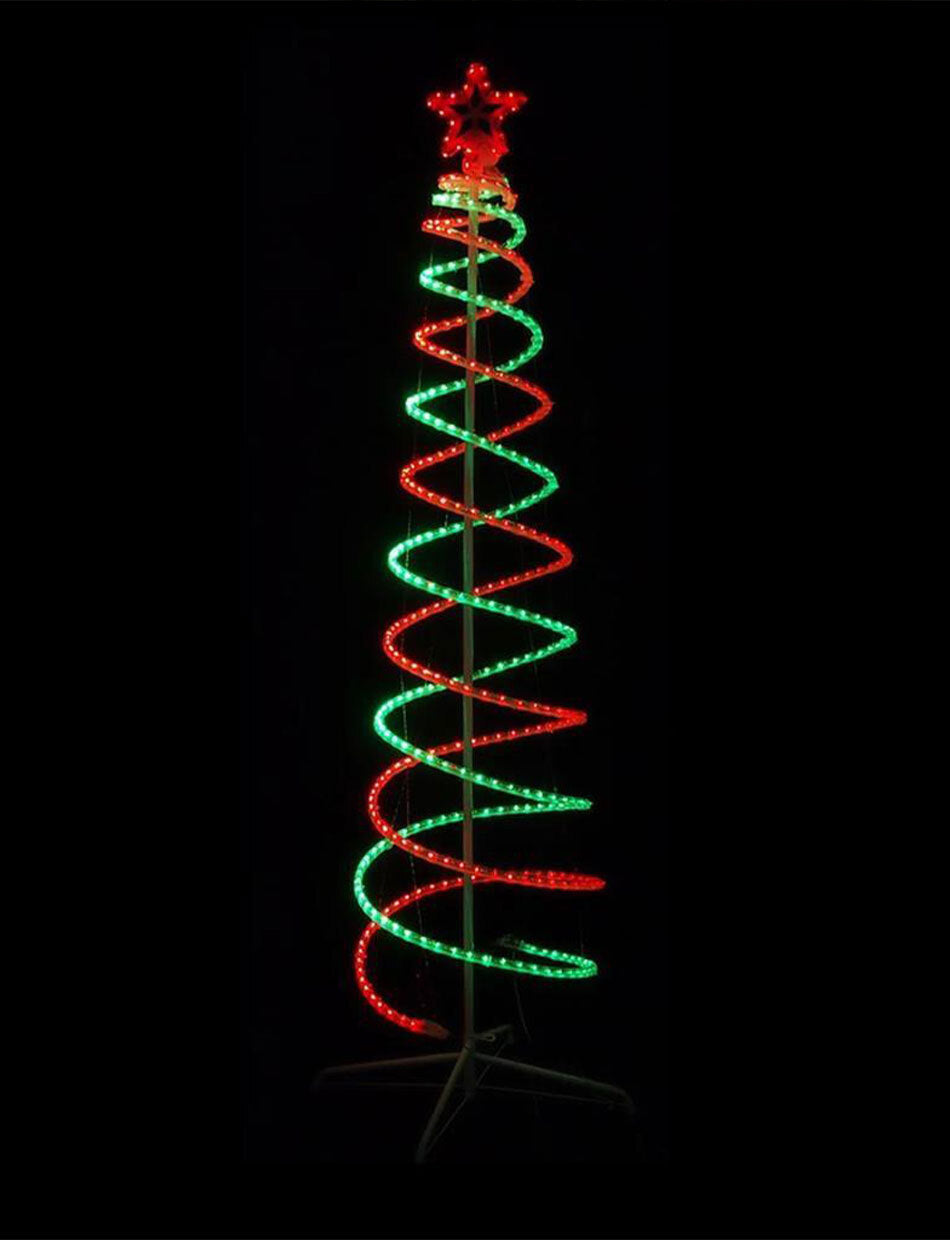 210cm LED Christmas Double Spiral Cone Tree Red & Green